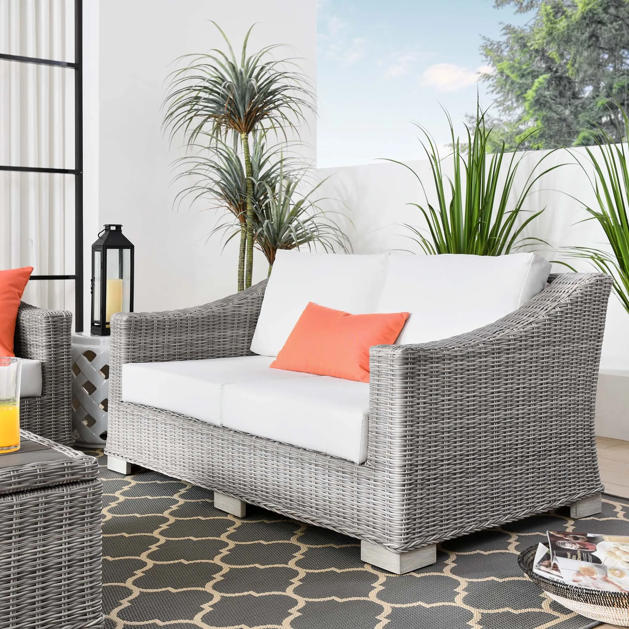 Conway Outdoor Patio Wicker Rattan Loveseat by Modway