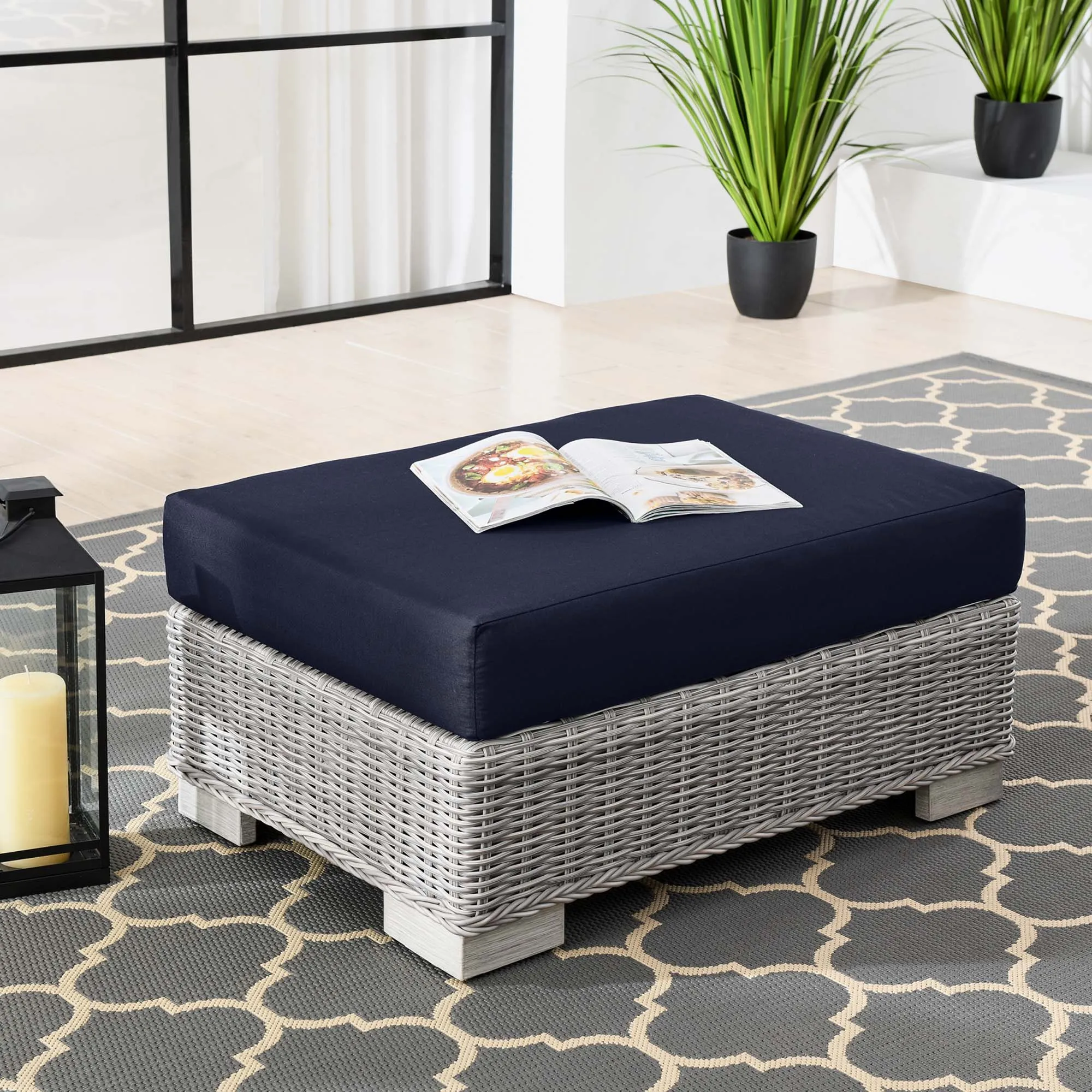 Conway Outdoor Patio Wicker Rattan Ottoman by Modway