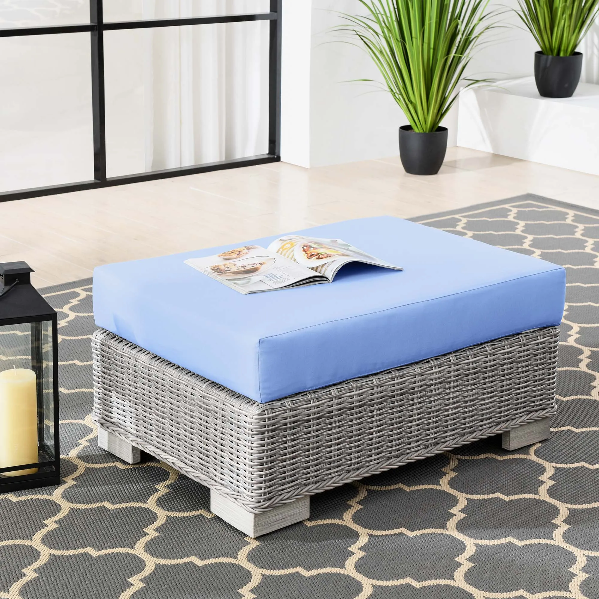 Conway Outdoor Patio Wicker Rattan Ottoman by Modway