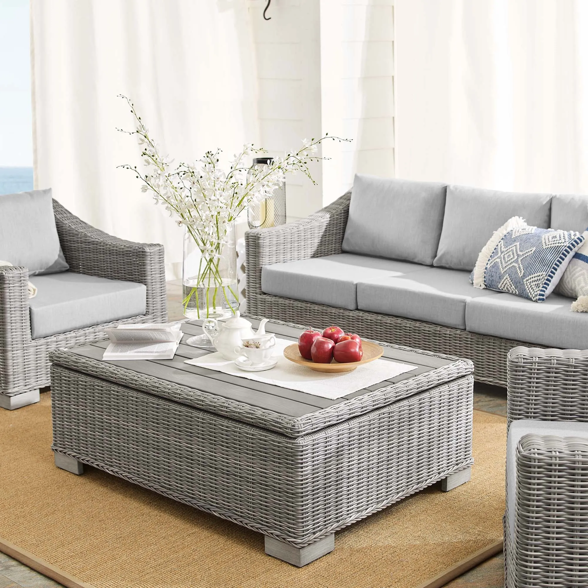 Conway Sunbrella® Outdoor Patio Wicker Rattan 4-Piece Furniture Set by Modway