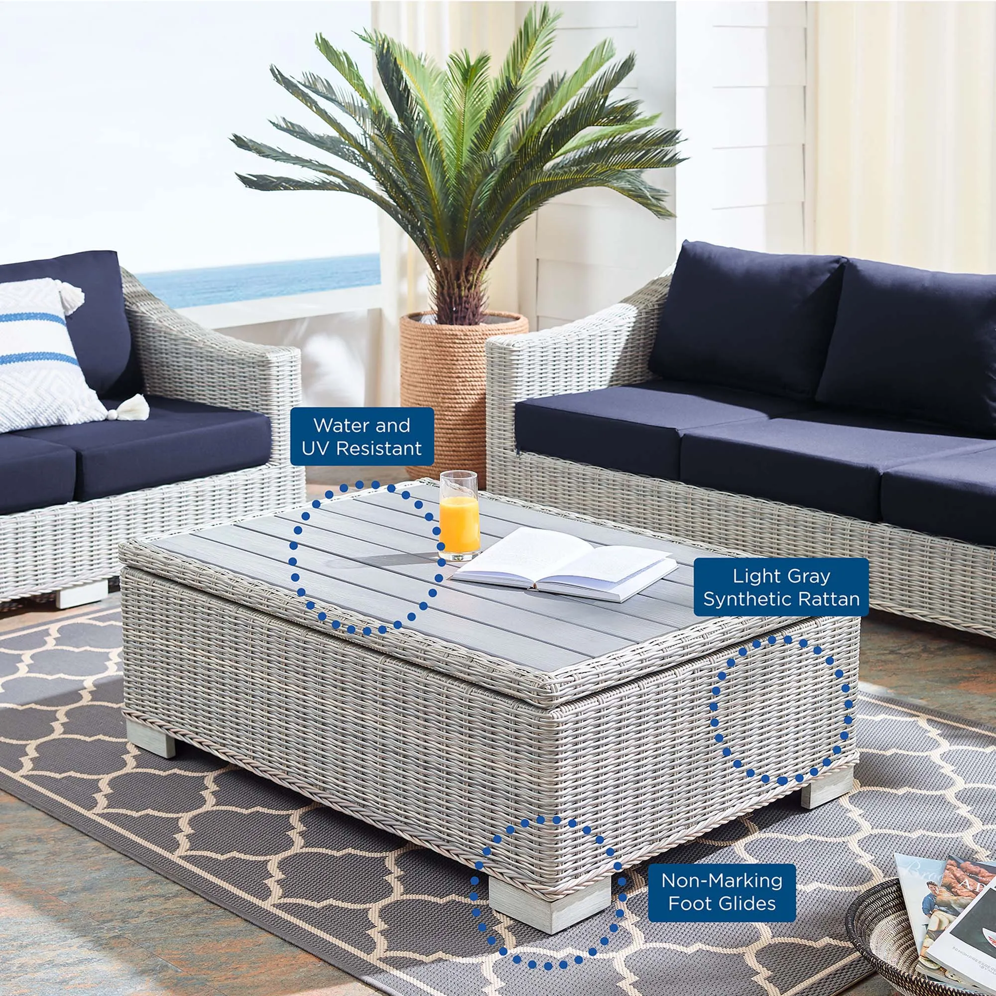 Conway Sunbrella® Outdoor Patio Wicker Rattan 4-Piece Furniture Set by Modway