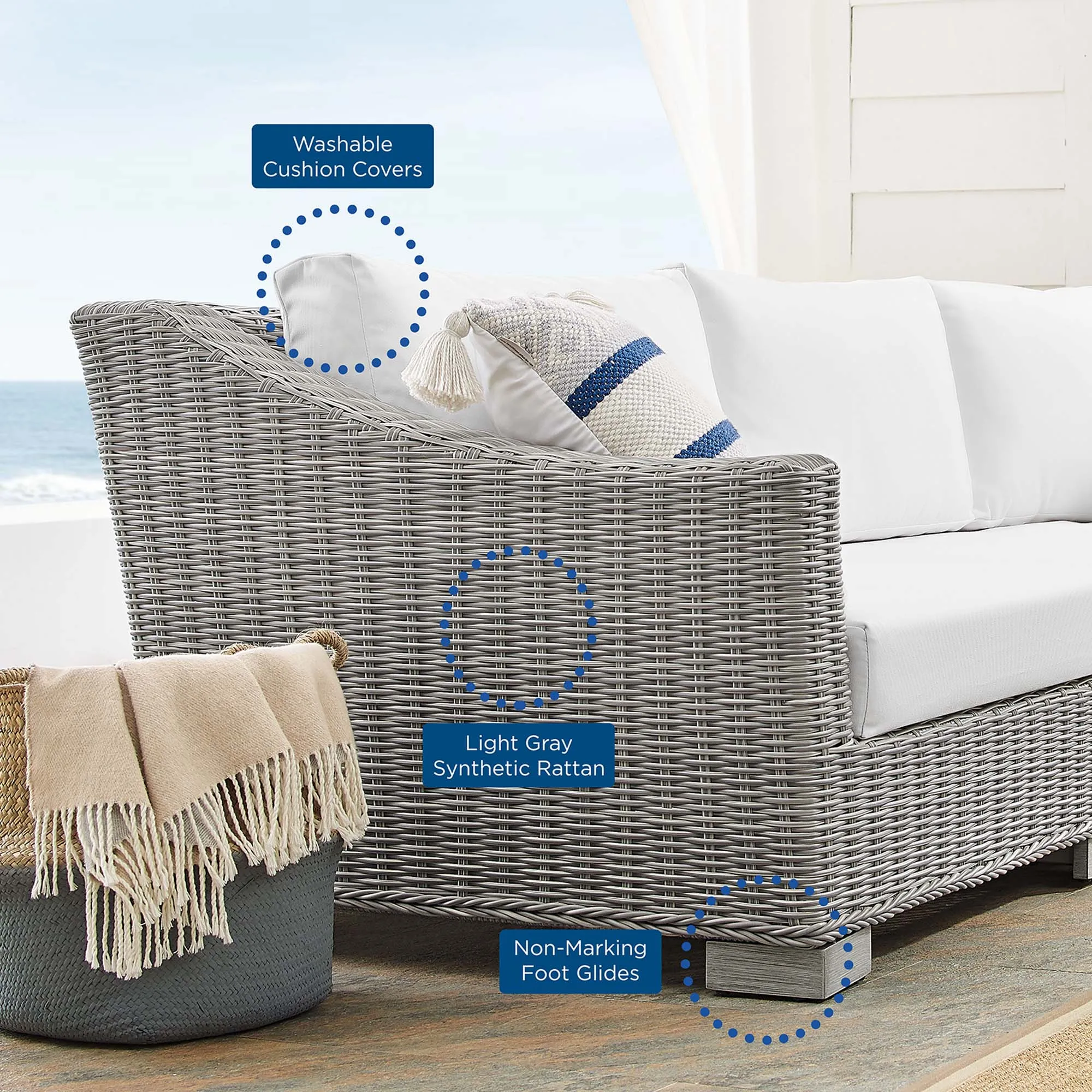 Conway Sunbrella® Outdoor Patio Wicker Rattan 4-Piece Furniture Set by Modway