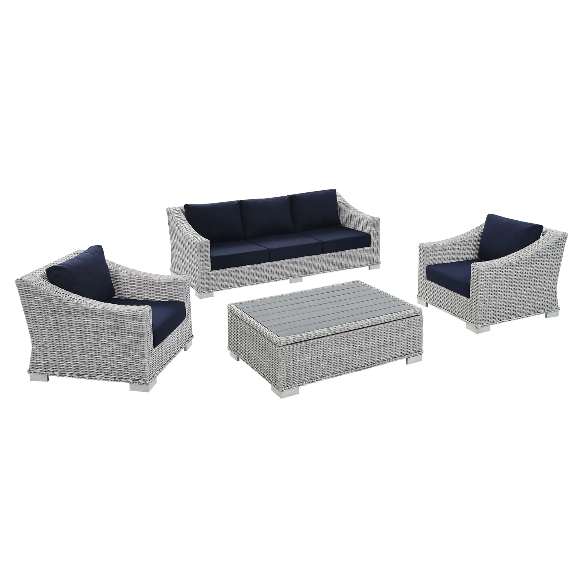 Conway Sunbrella® Outdoor Patio Wicker Rattan 4-Piece Furniture Set by Modway