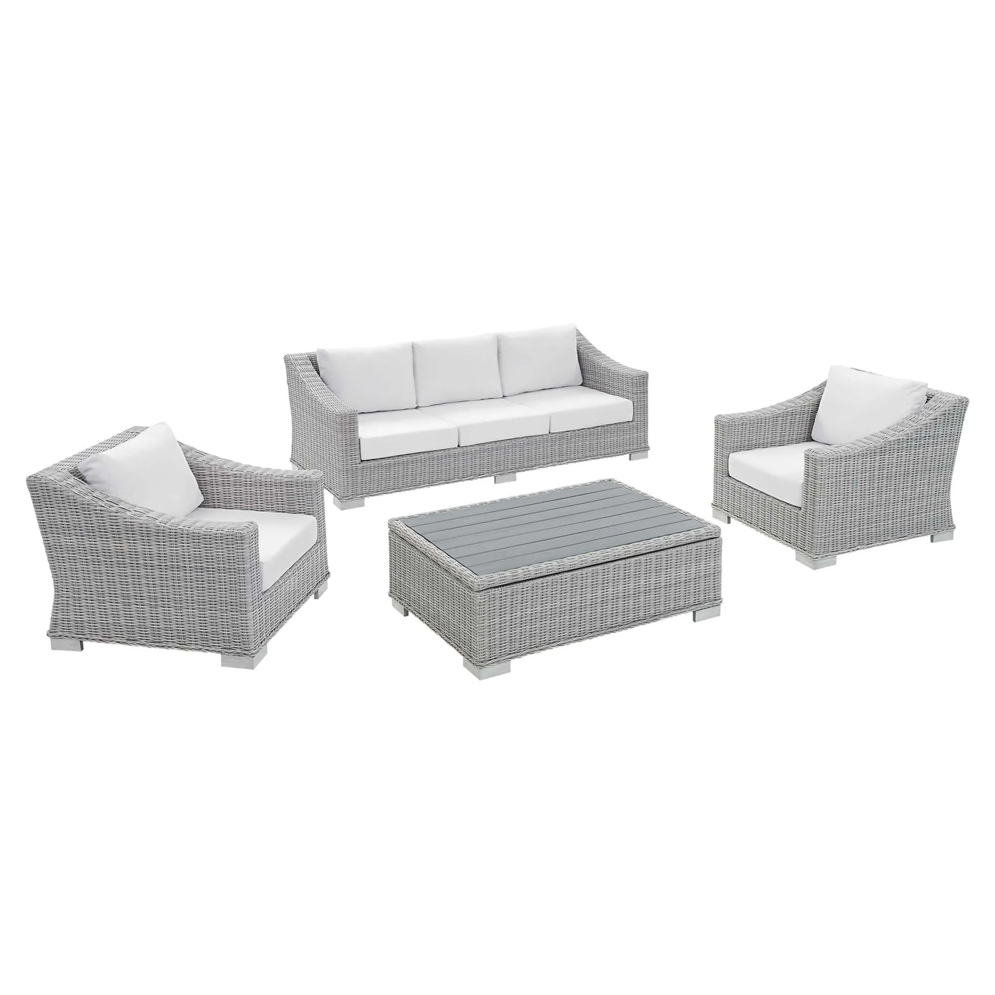 Conway Sunbrella® Outdoor Patio Wicker Rattan 4-Piece Furniture Set by Modway