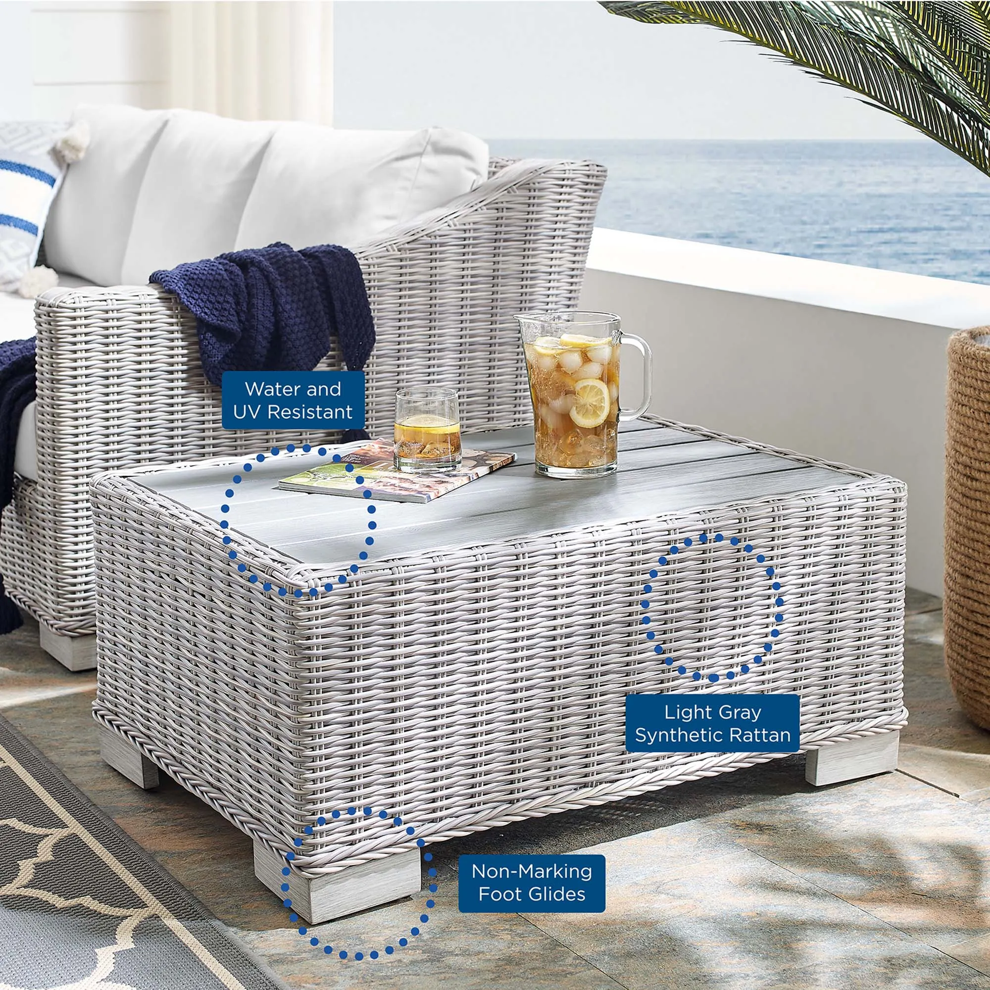 Conway Sunbrella® Outdoor Patio Wicker Rattan 4-Piece Furniture Set by Modway