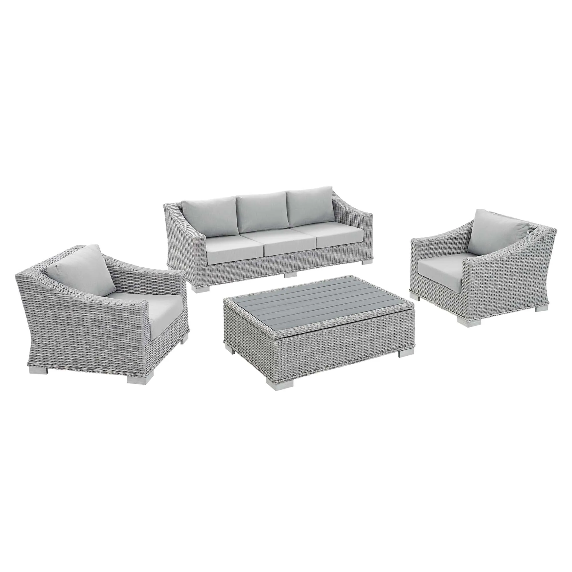 Conway Sunbrella® Outdoor Patio Wicker Rattan 4-Piece Furniture Set by Modway