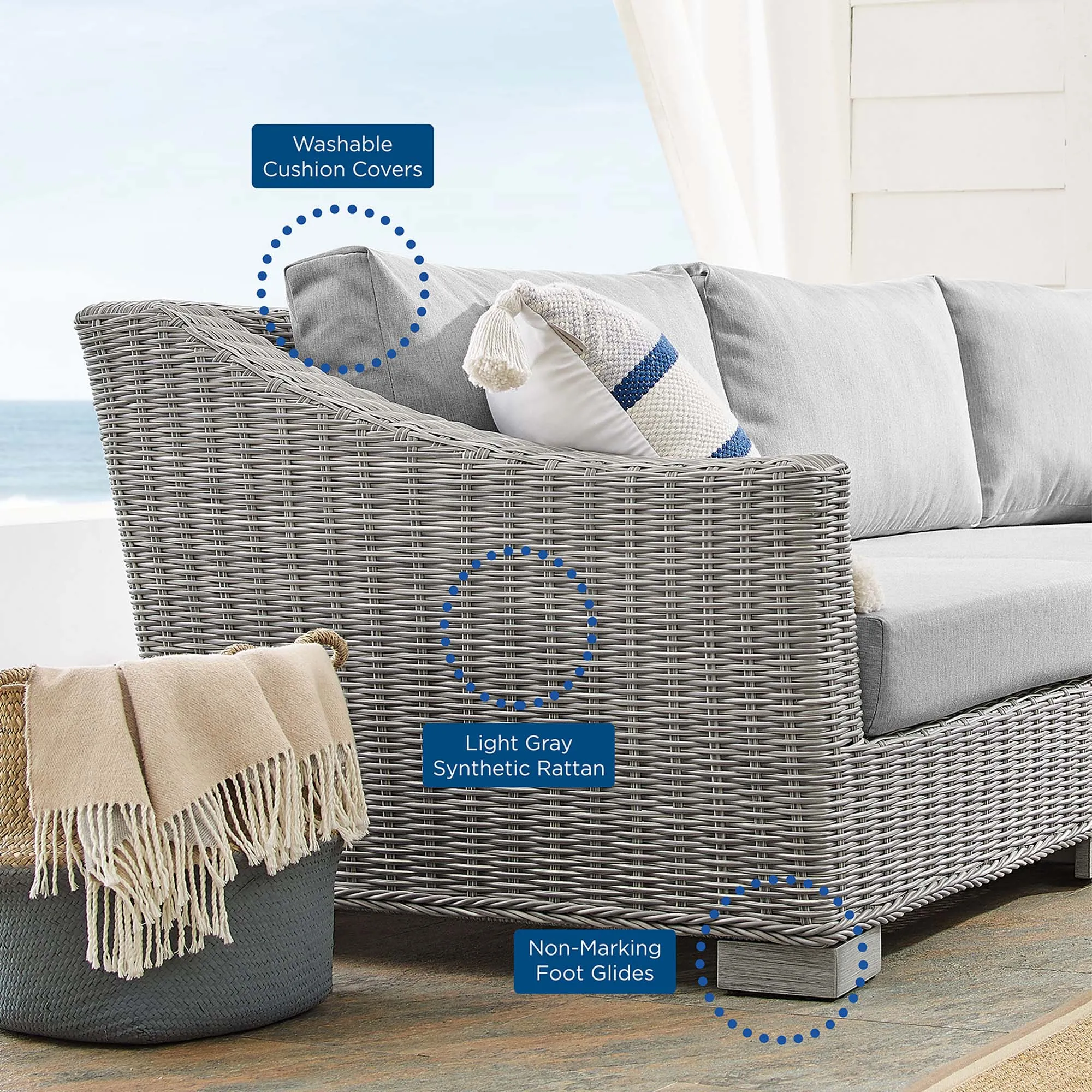 Conway Sunbrella® Outdoor Patio Wicker Rattan 4-Piece Furniture Set by Modway