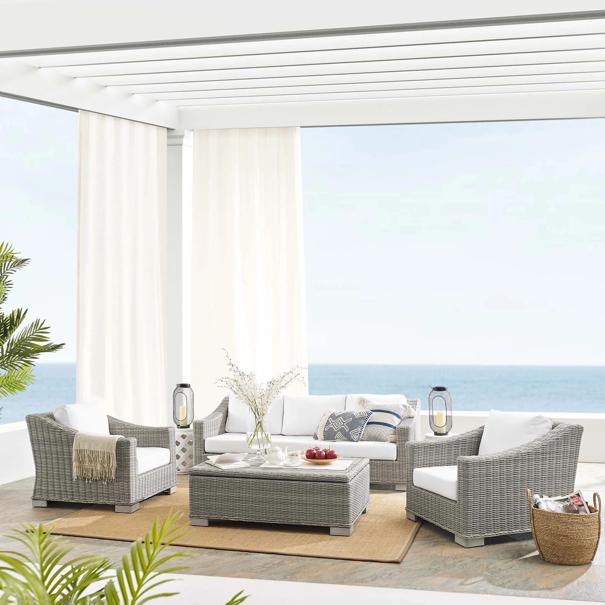 Conway Sunbrella® Outdoor Patio Wicker Rattan 4-Piece Furniture Set by Modway