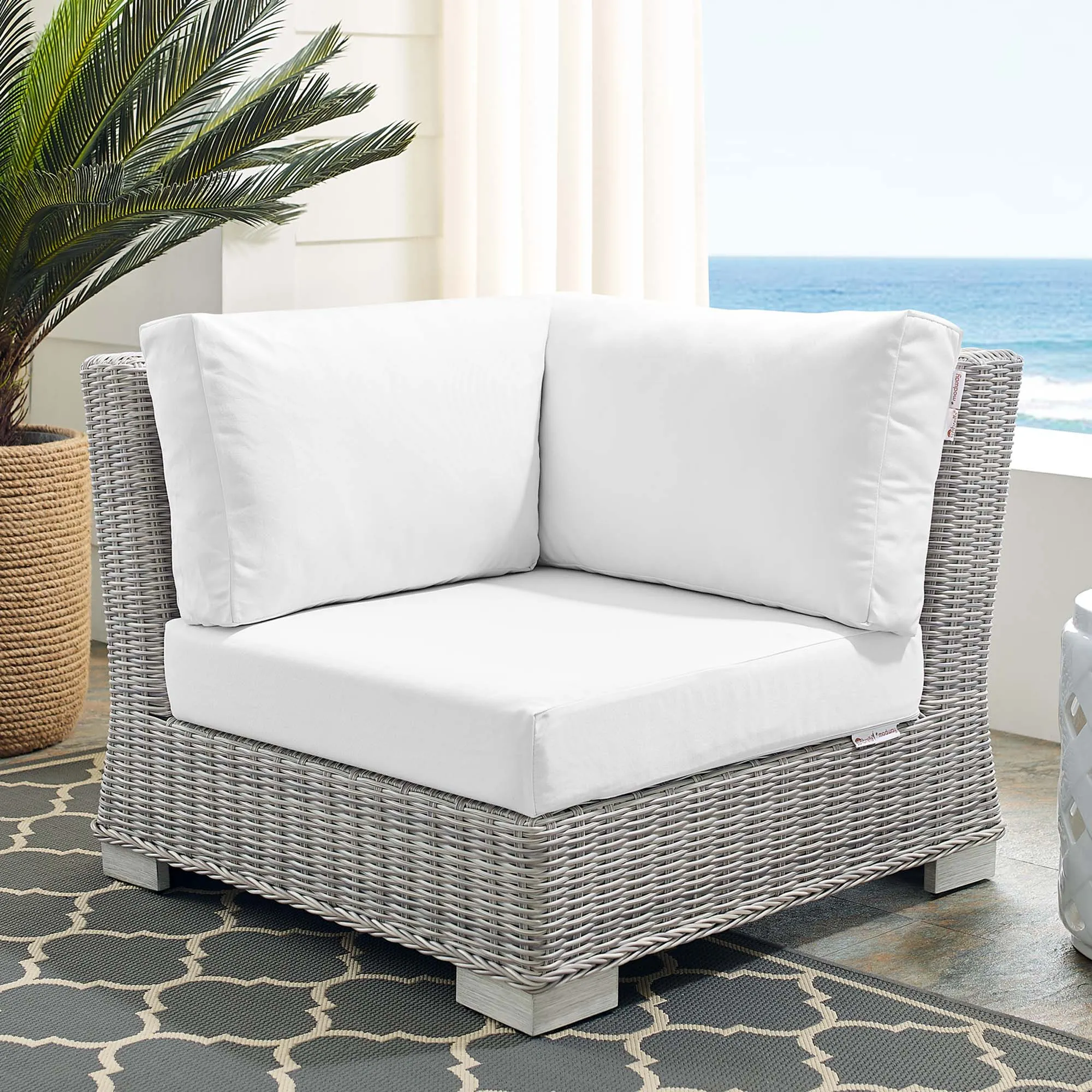 Conway Sunbrella® Outdoor Patio Wicker Rattan Corner Chair by Modway
