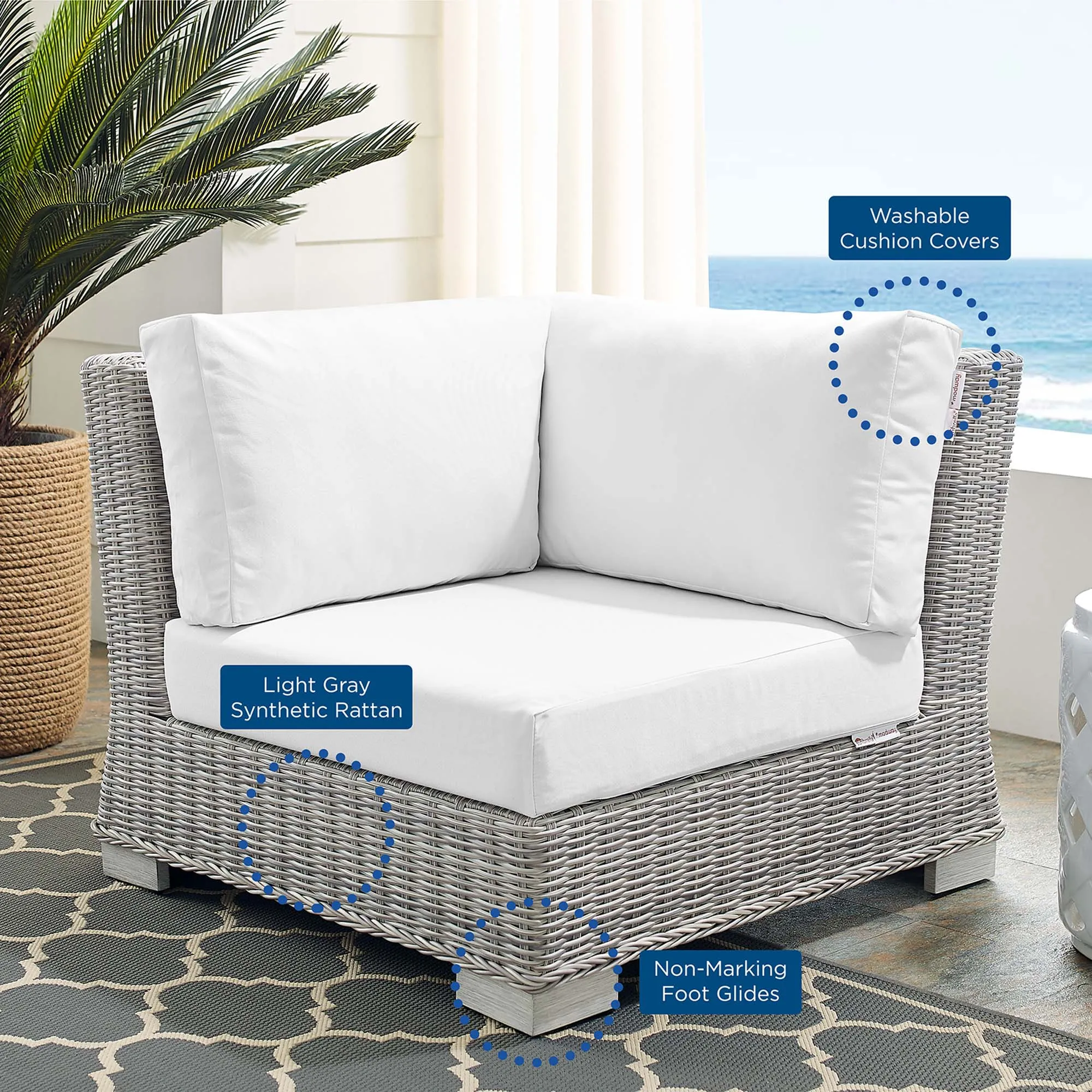 Conway Sunbrella® Outdoor Patio Wicker Rattan Corner Chair by Modway