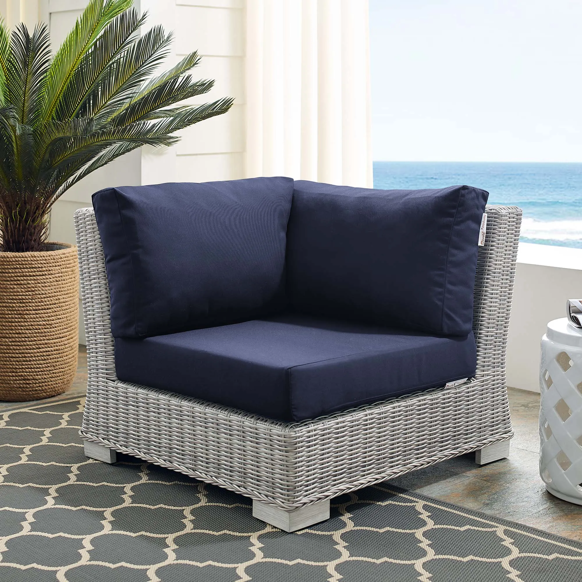 Conway Sunbrella® Outdoor Patio Wicker Rattan Corner Chair by Modway