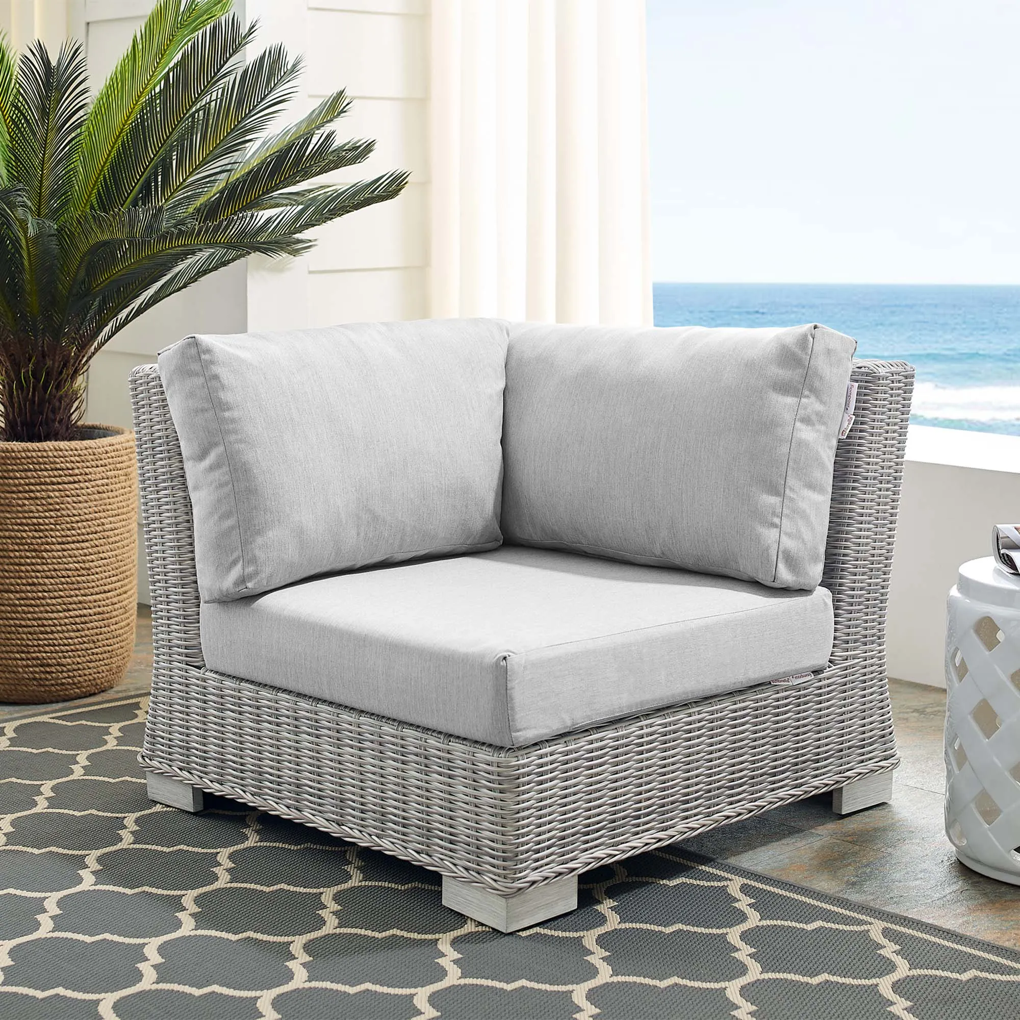 Conway Sunbrella® Outdoor Patio Wicker Rattan Corner Chair by Modway