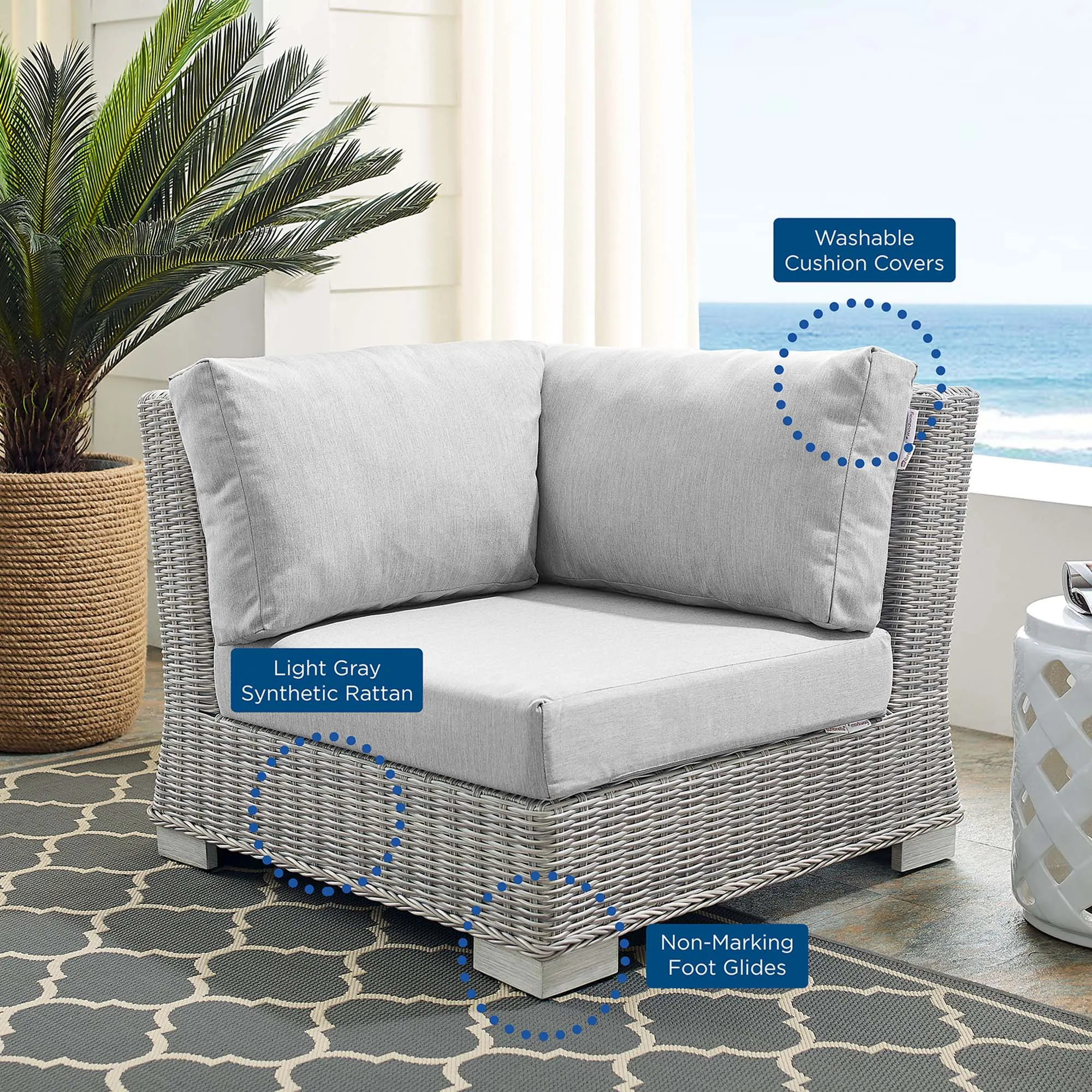 Conway Sunbrella® Outdoor Patio Wicker Rattan Corner Chair by Modway