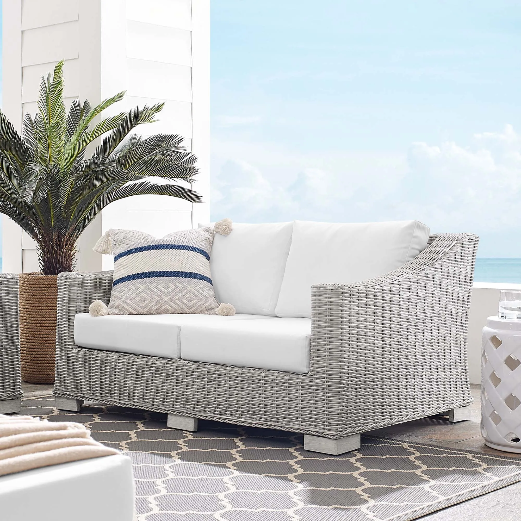 Conway Sunbrella® Outdoor Patio Wicker Rattan Loveseat by Modway