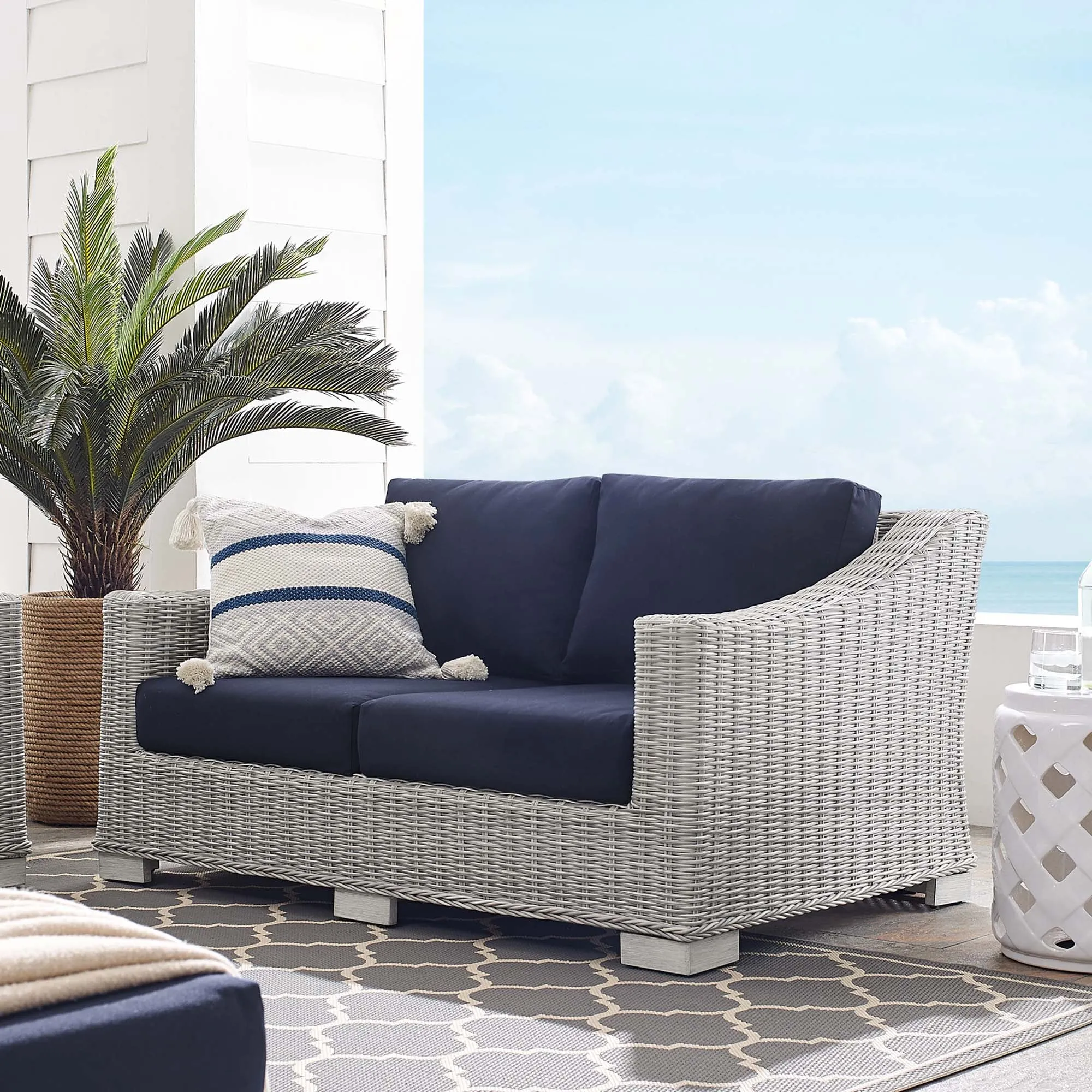 Conway Sunbrella® Outdoor Patio Wicker Rattan Loveseat by Modway