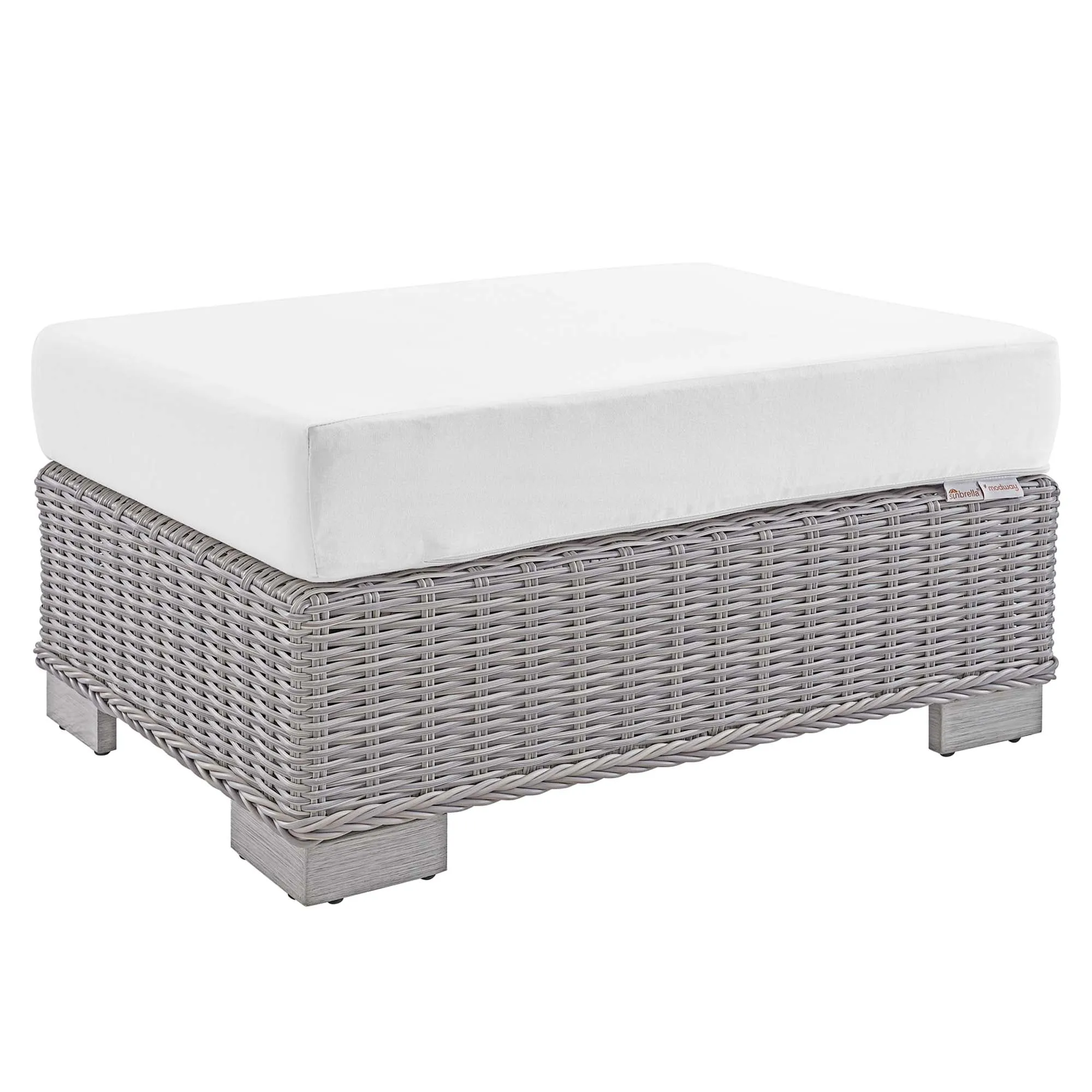 Conway Sunbrella® Outdoor Patio Wicker Rattan Ottoman by Modway