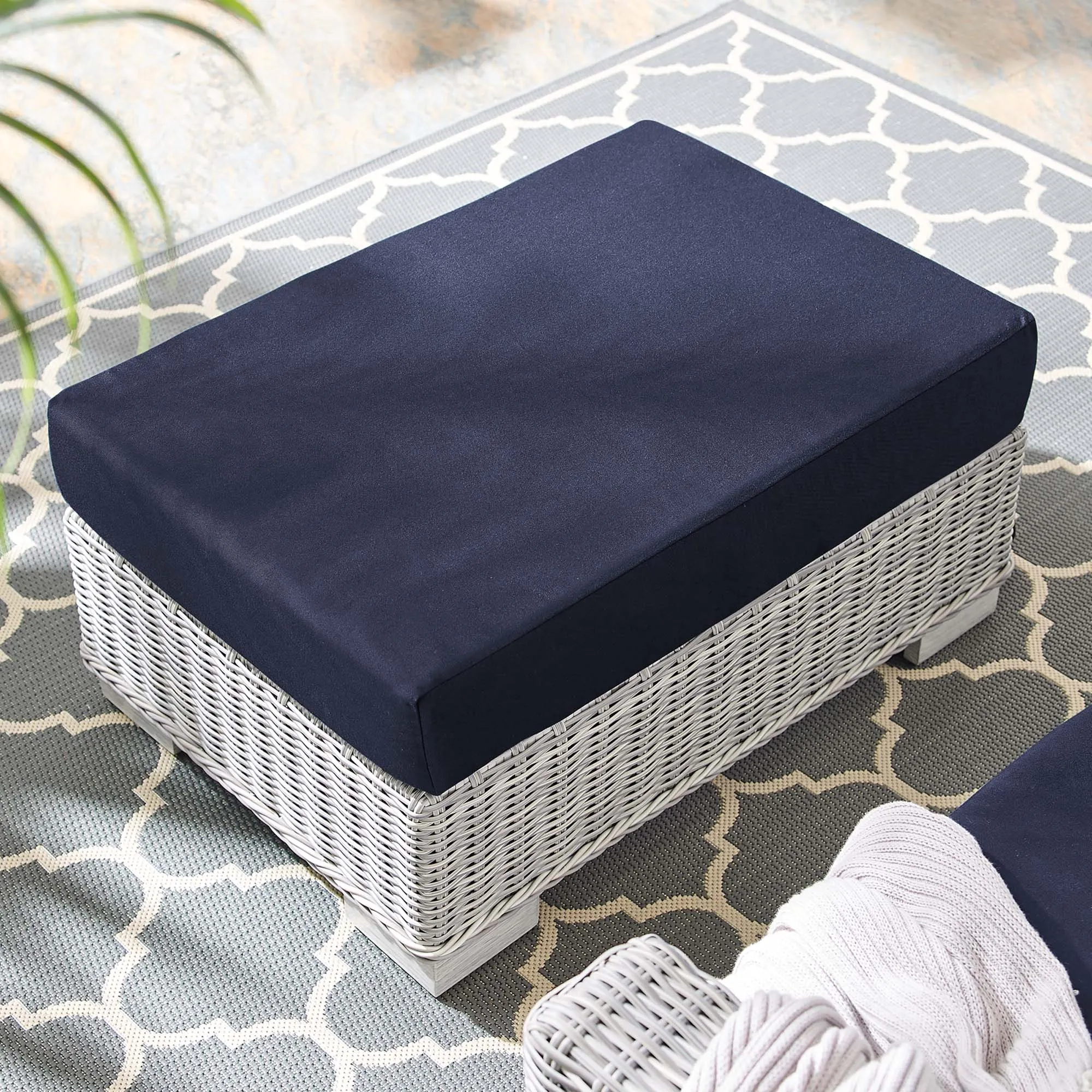 Conway Sunbrella® Outdoor Patio Wicker Rattan Ottoman by Modway