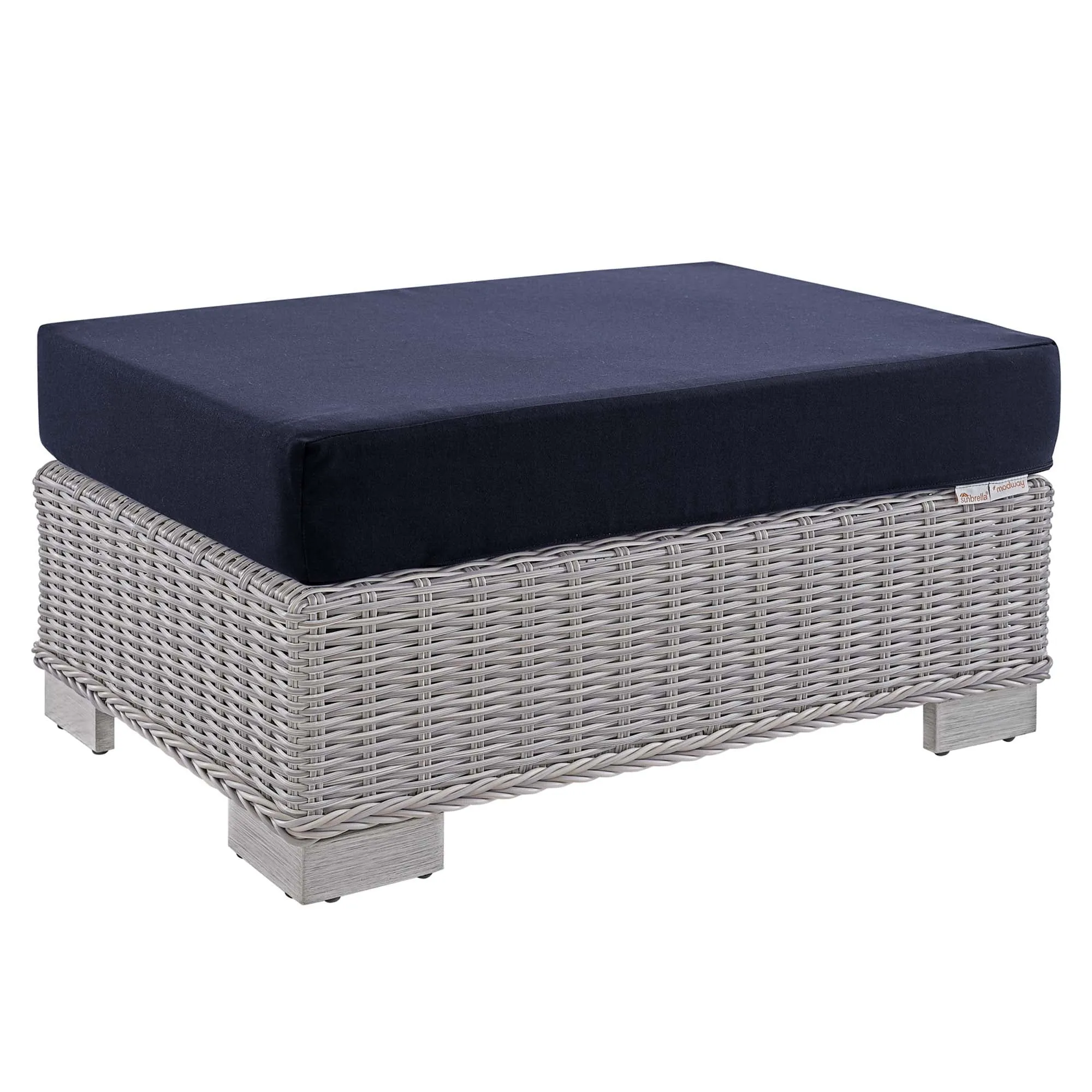 Conway Sunbrella® Outdoor Patio Wicker Rattan Ottoman by Modway