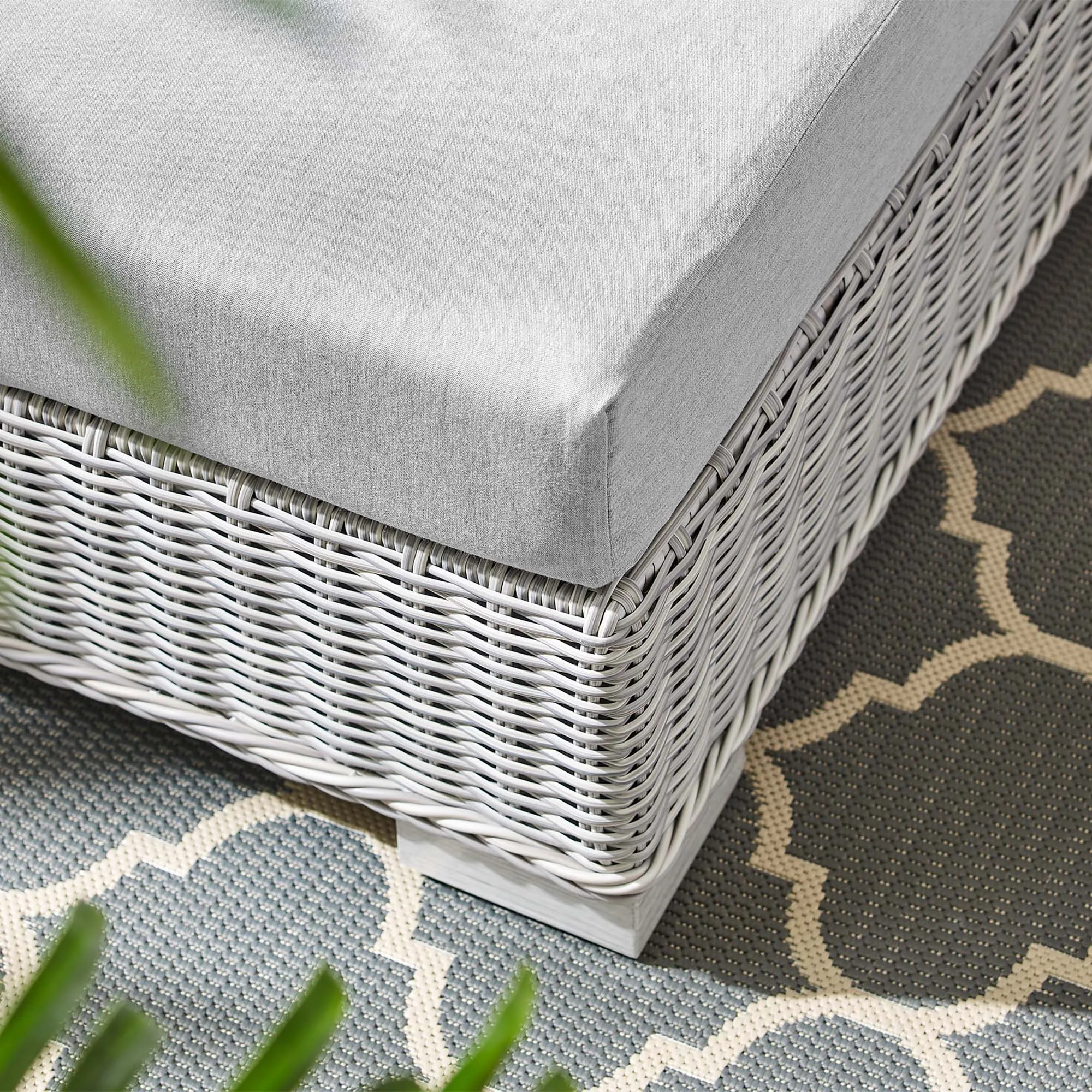 Conway Sunbrella® Outdoor Patio Wicker Rattan Ottoman by Modway
