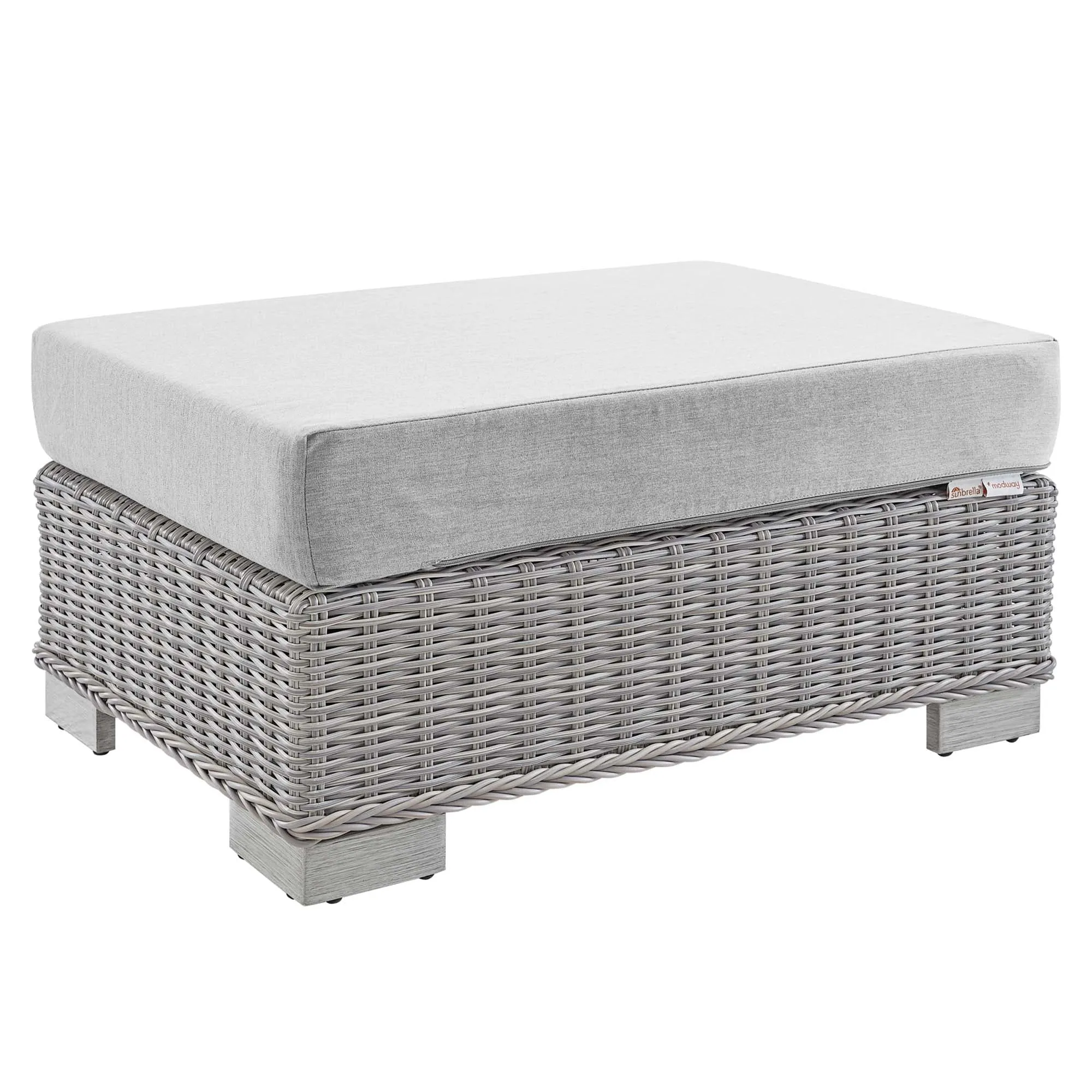 Conway Sunbrella® Outdoor Patio Wicker Rattan Ottoman by Modway