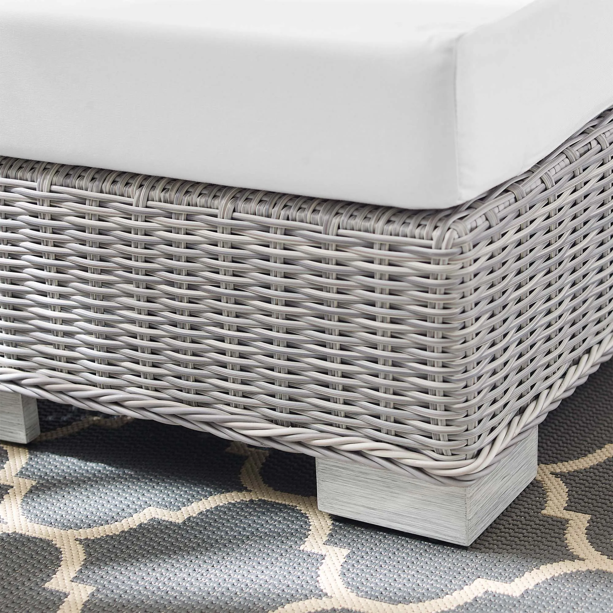 Conway Sunbrella® Outdoor Patio Wicker Rattan Ottoman by Modway
