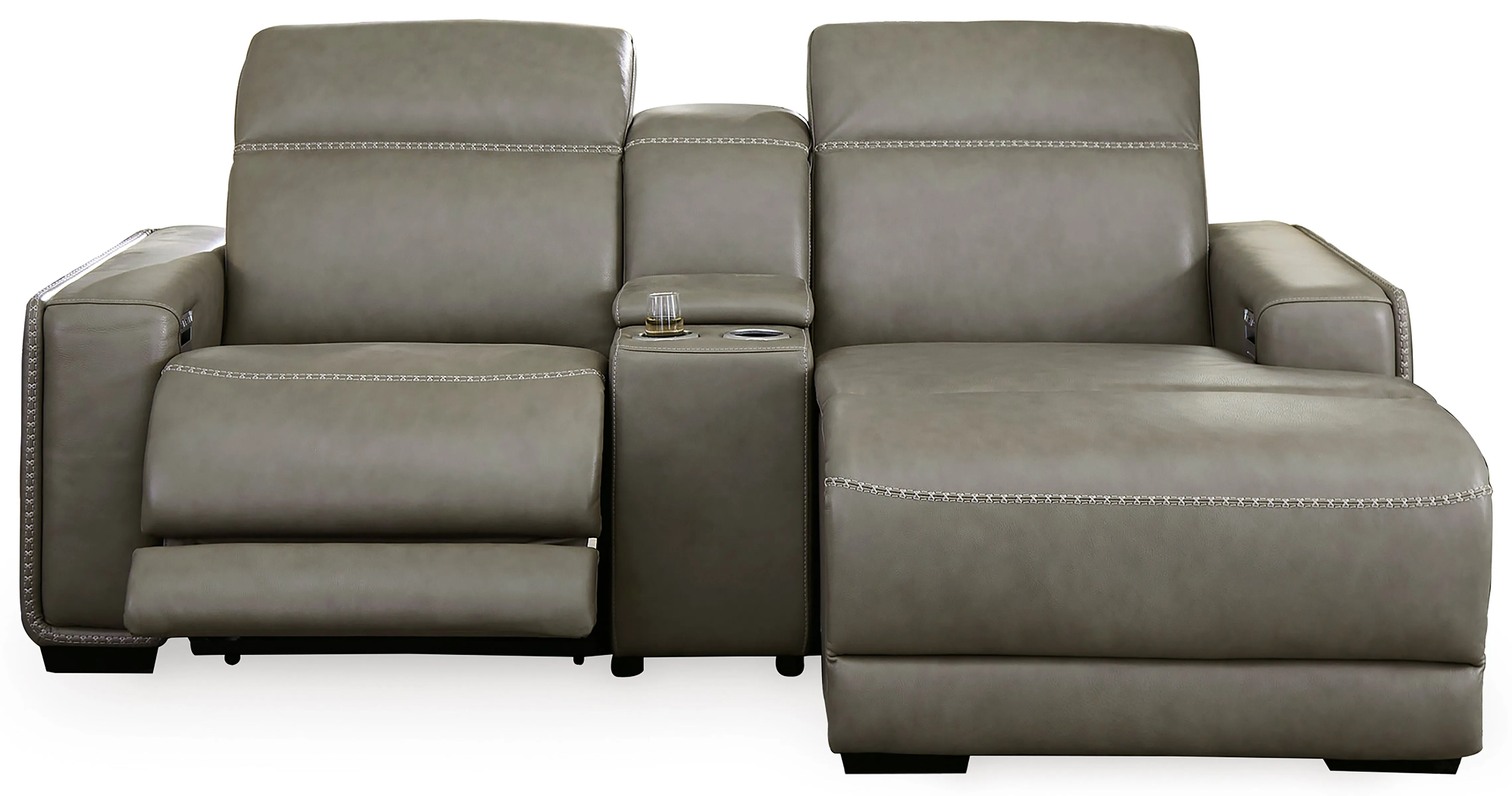 Cori 2 PC Leather Chaise W/Console