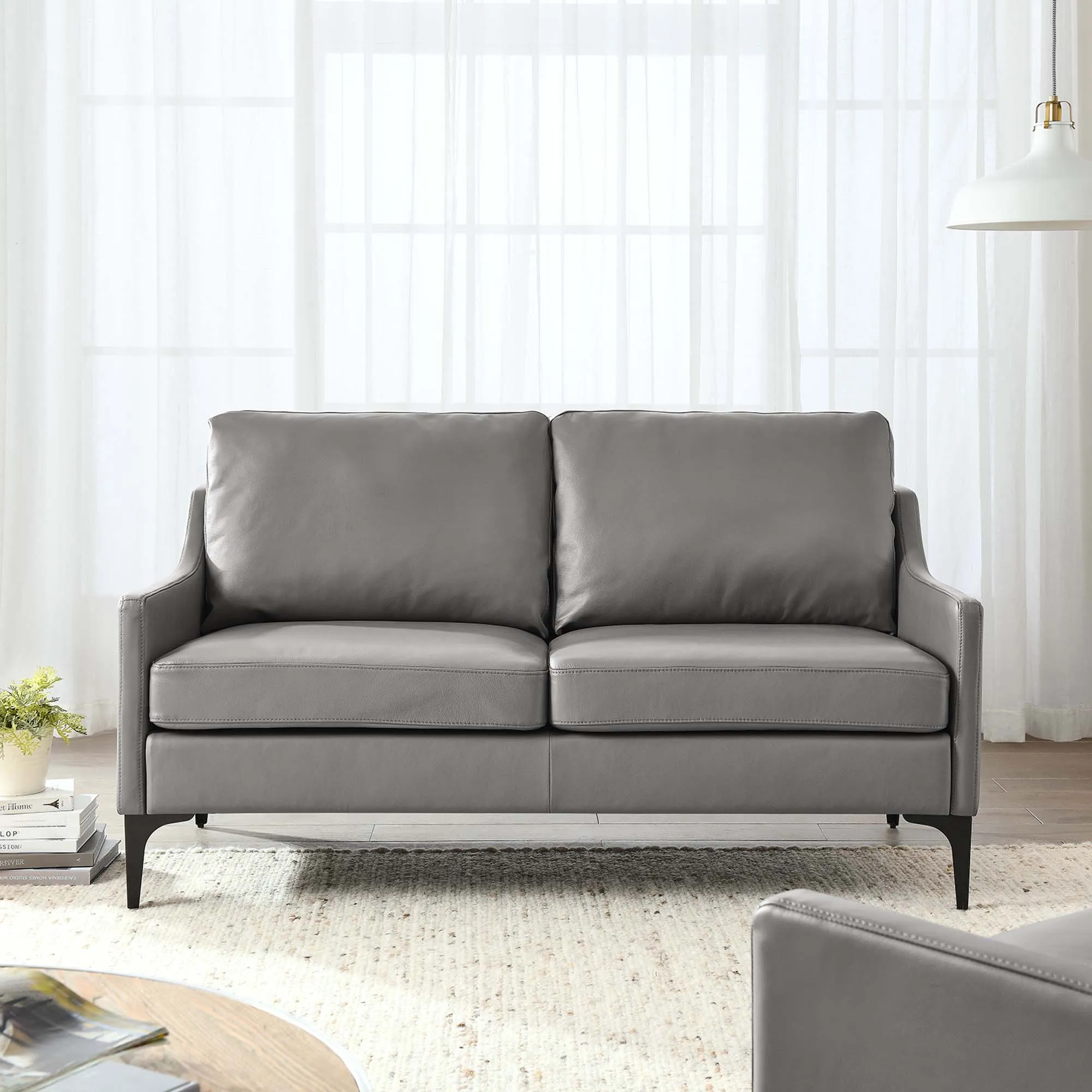 Corland Leather Loveseat by Modway