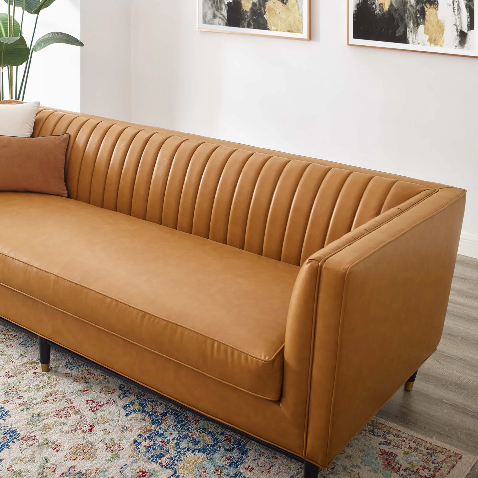 Devote Channel Tufted Vegan Leather Sofa by Modway