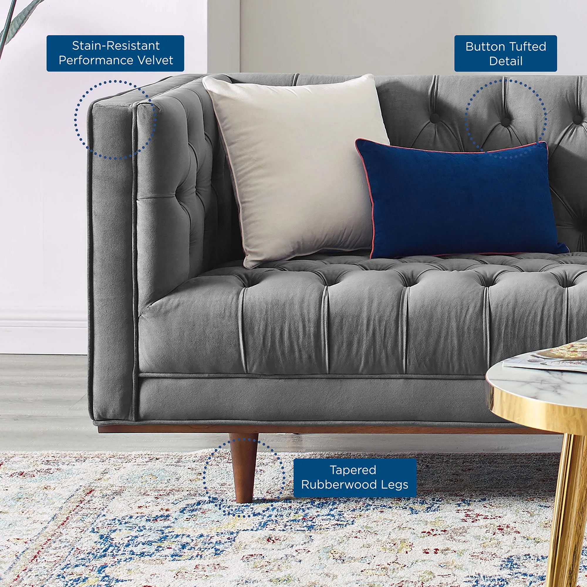 Elation Tufted Performance Velvet Sofa by Modway