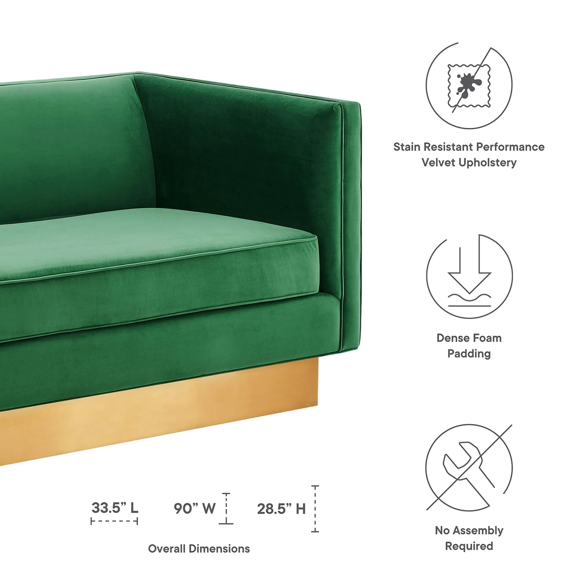 Eminence Upholstered Performance Velvet Sofa by Modway