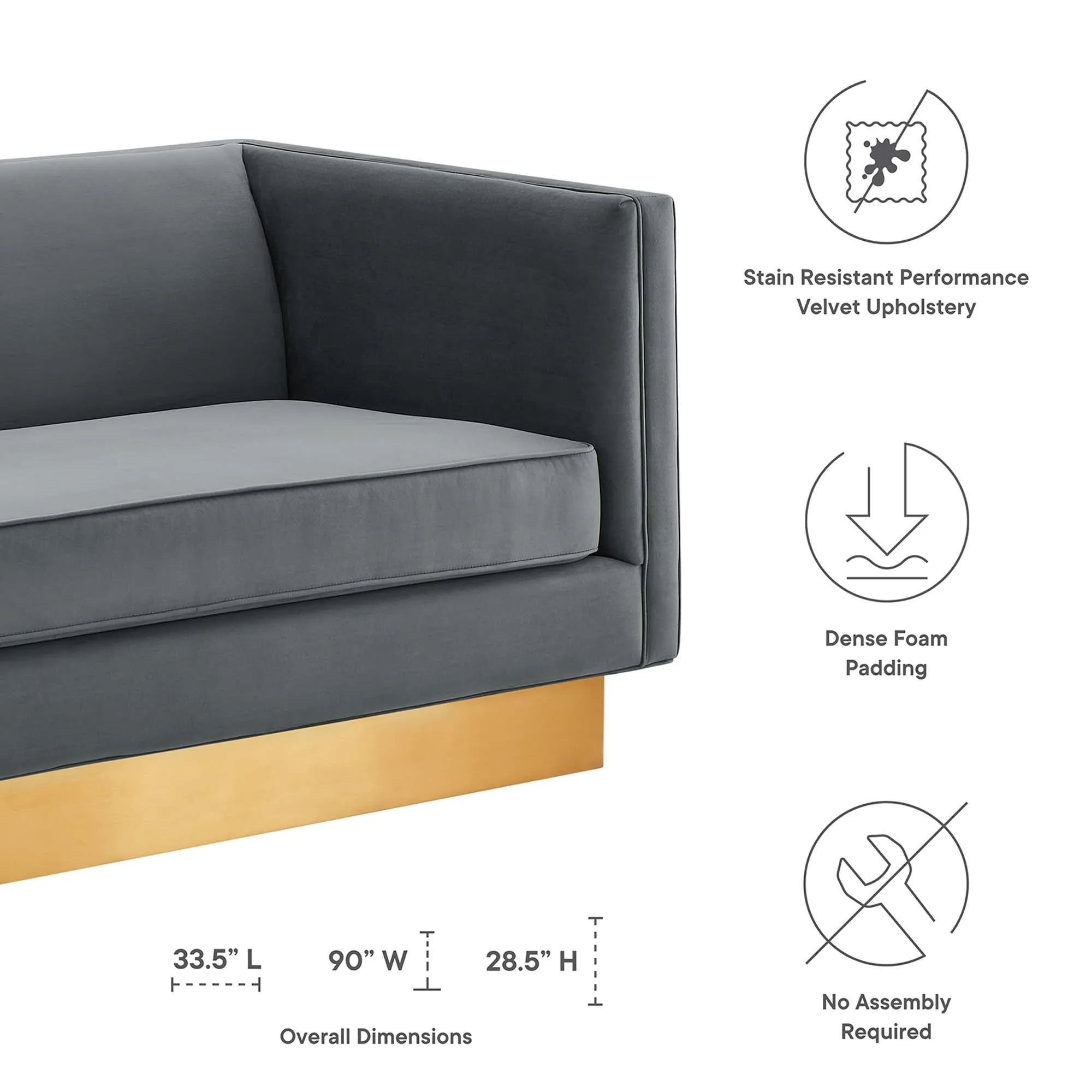 Eminence Upholstered Performance Velvet Sofa by Modway