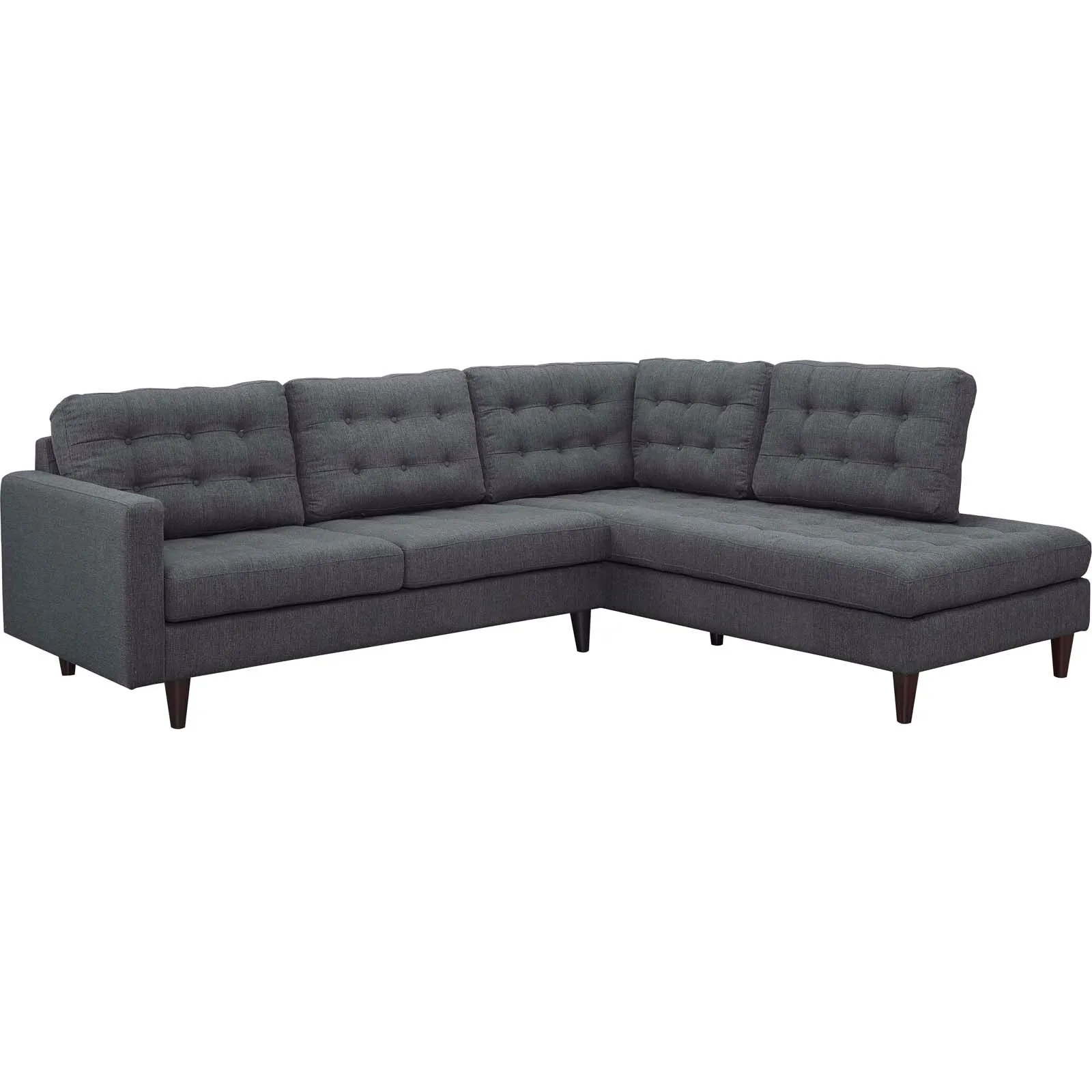 Empress 2 Piece Upholstered Fabric Right Facing Bumper Sectional by Modway
