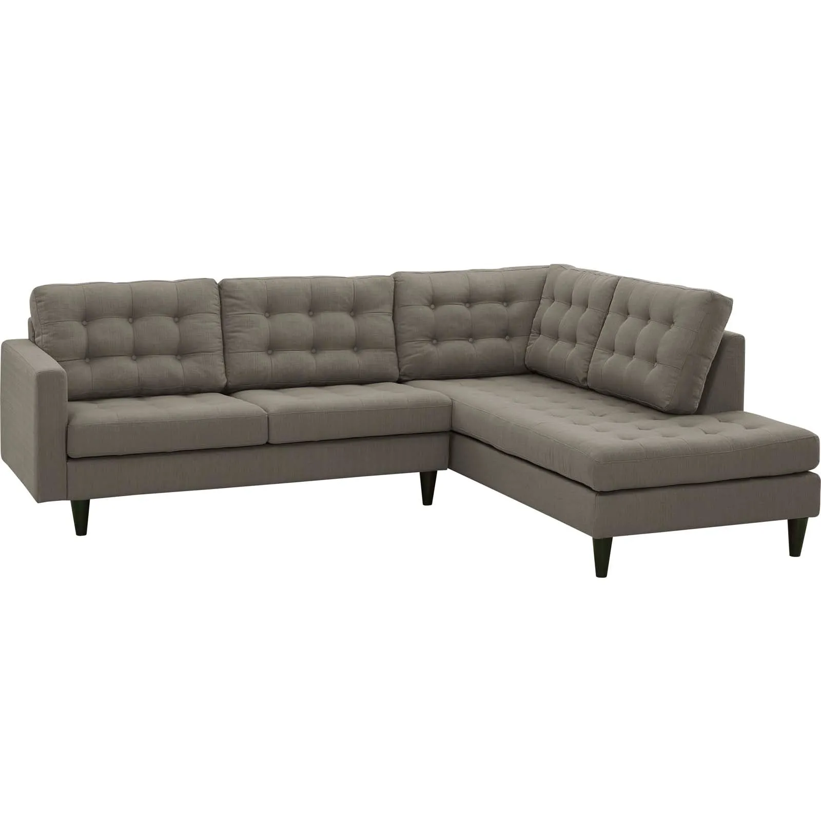 Empress 2 Piece Upholstered Fabric Right Facing Bumper Sectional by Modway