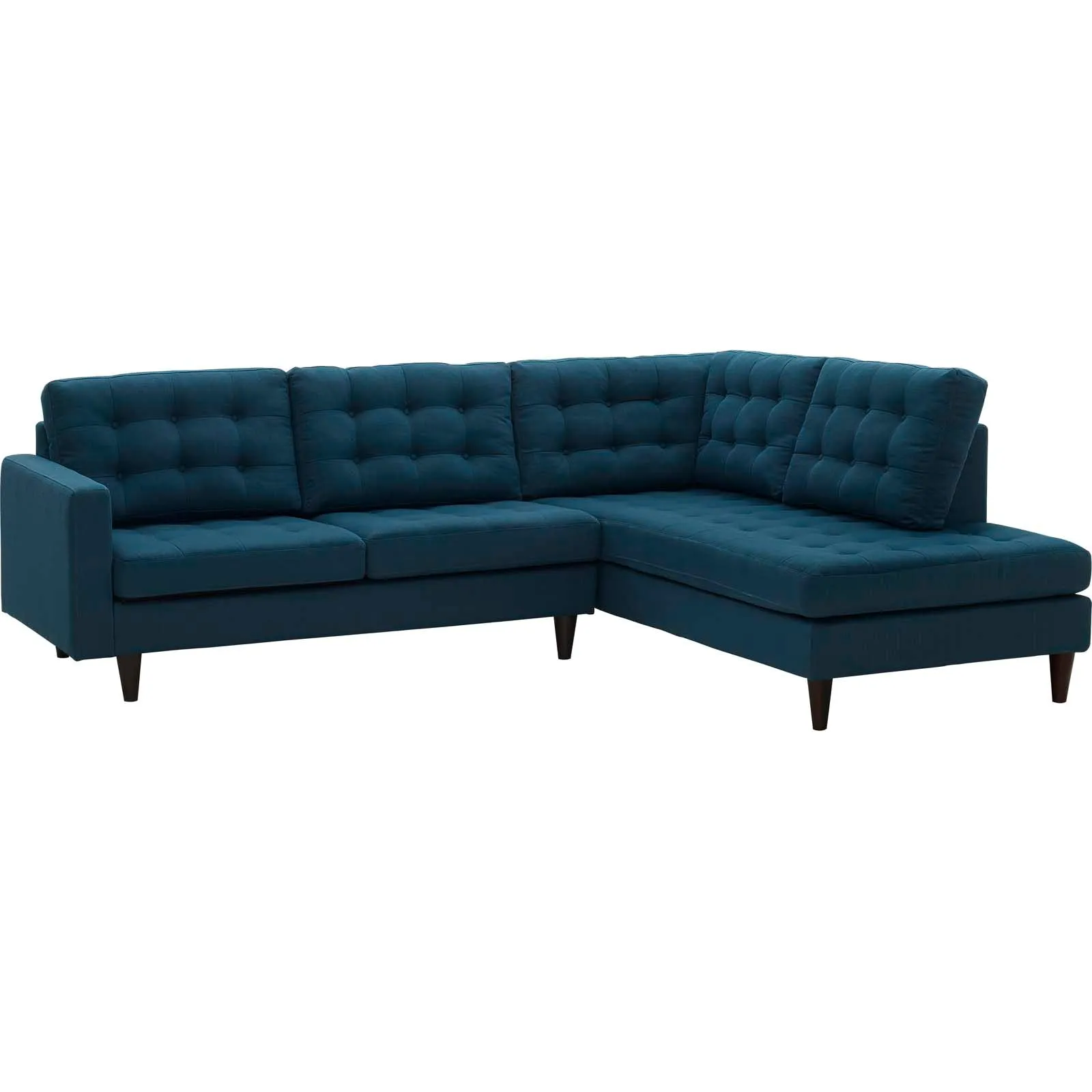Empress 2 Piece Upholstered Fabric Right Facing Bumper Sectional by Modway