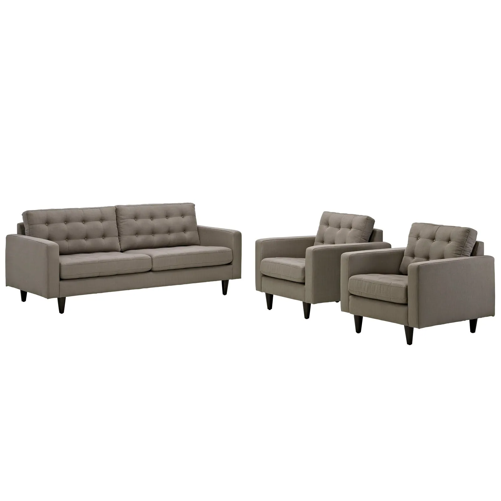 Empress Sofa and Armchairs Set of 3 by Modway