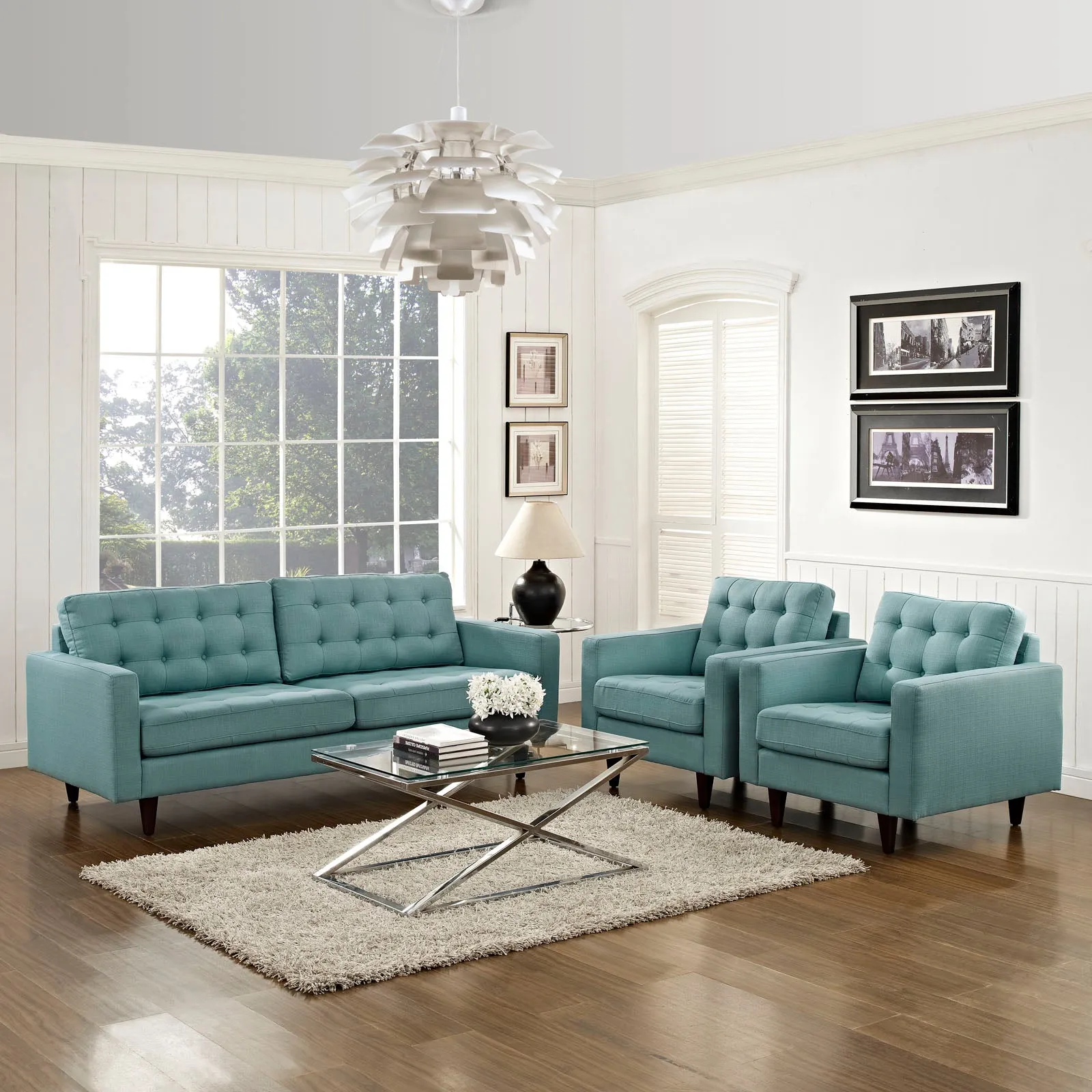 Empress Sofa and Armchairs Set of 3 by Modway