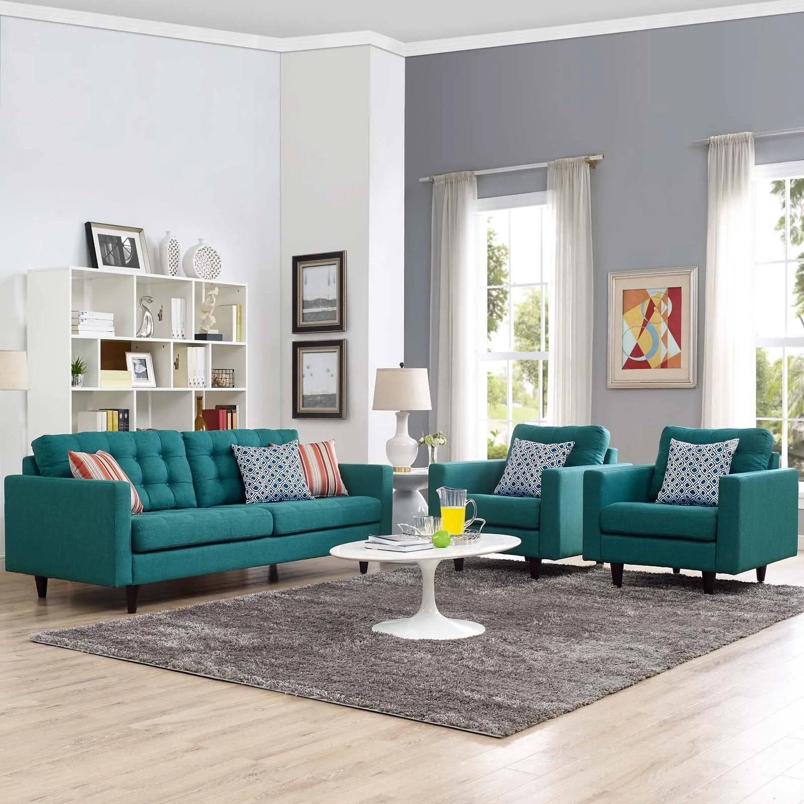 Empress Sofa and Armchairs Set of 3 by Modway