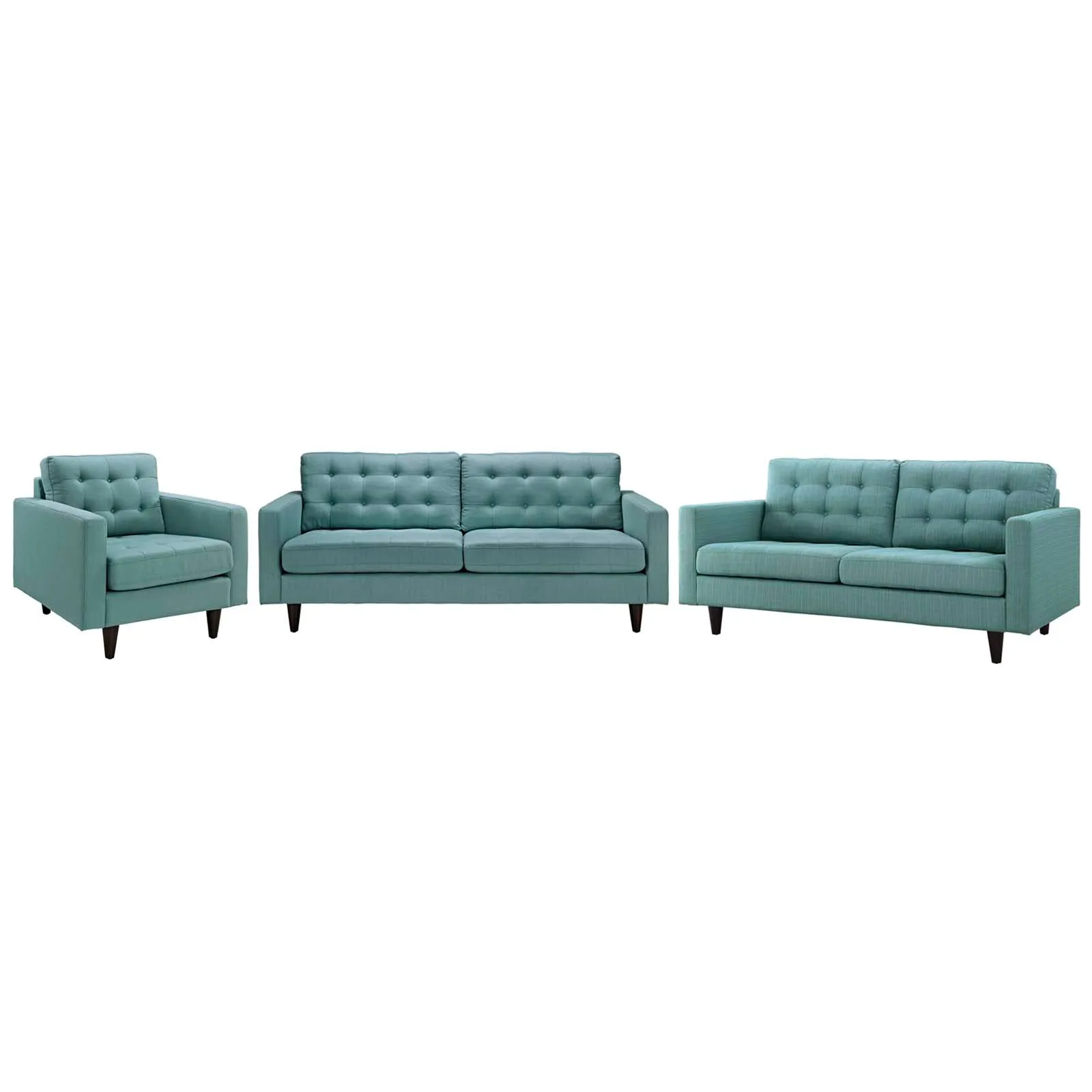 Empress Sofa, Loveseat and Armchair Set of 3 by Modway