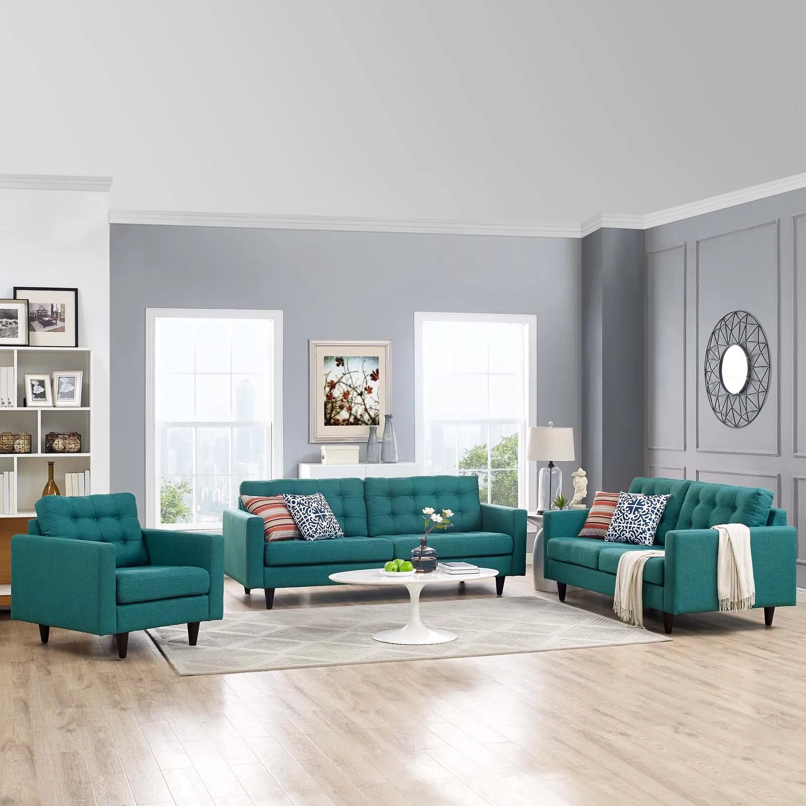 Empress Sofa, Loveseat and Armchair Set of 3 by Modway
