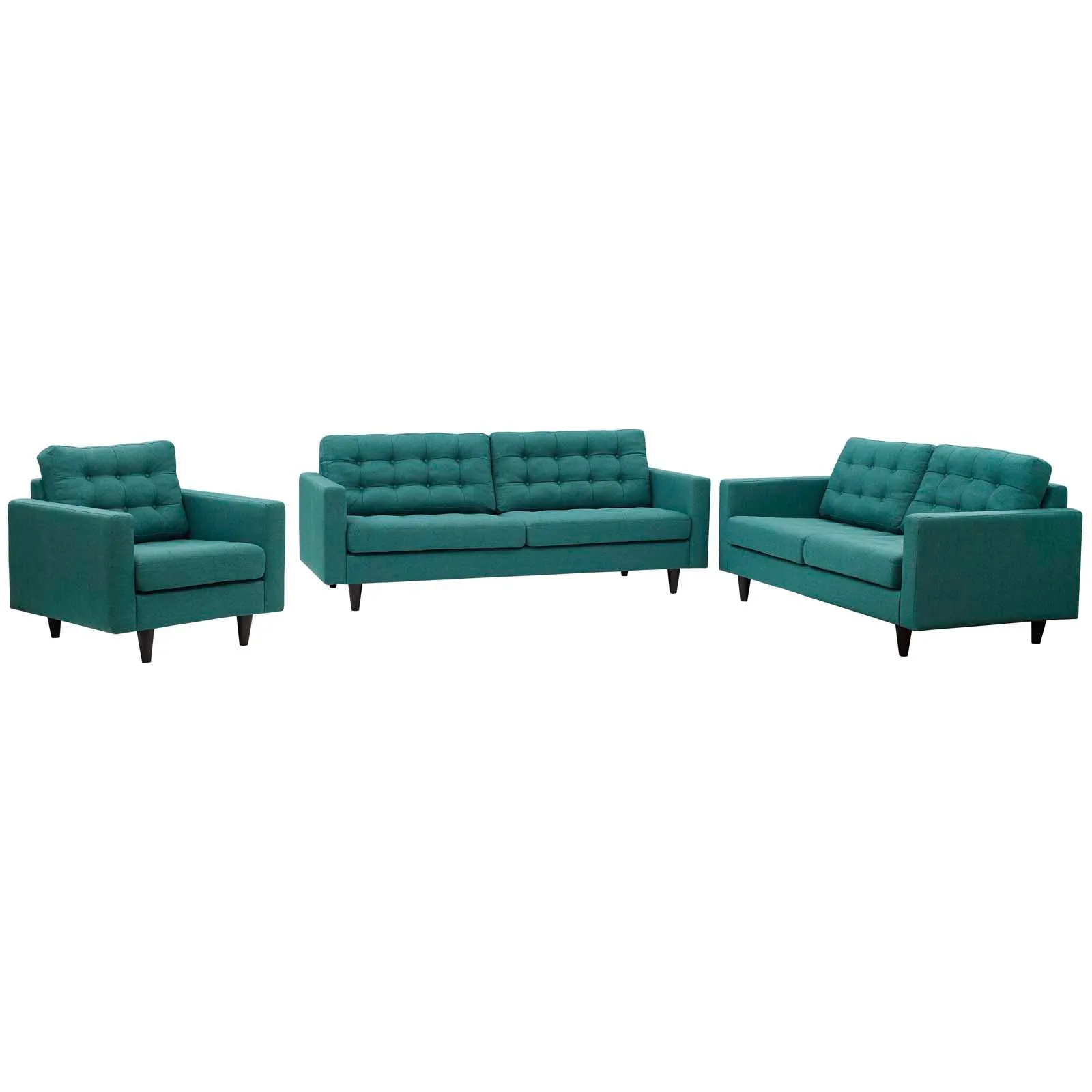 Empress Sofa, Loveseat and Armchair Set of 3 by Modway