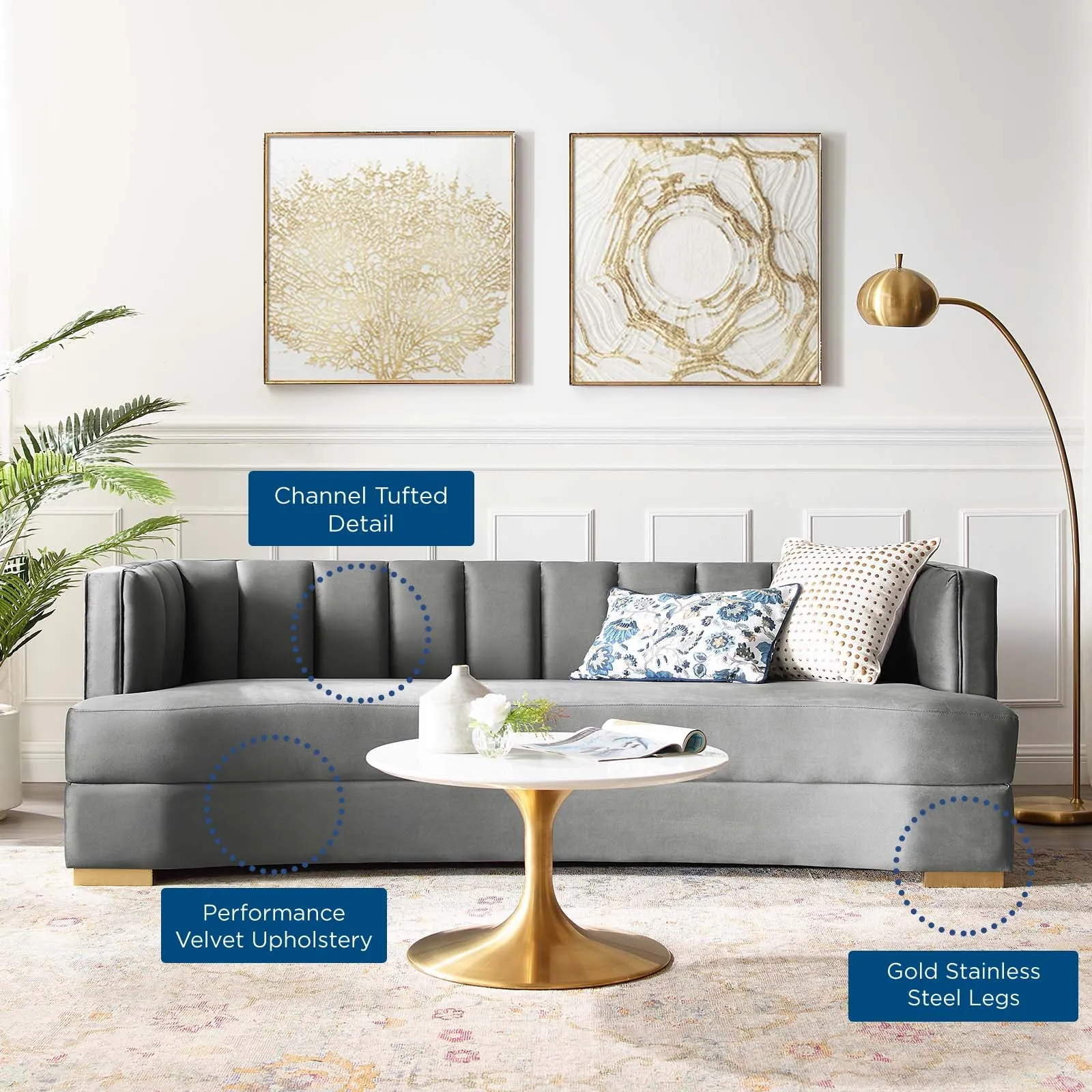 Encompass Channel Tufted Performance Velvet Curved Sofa by Modway