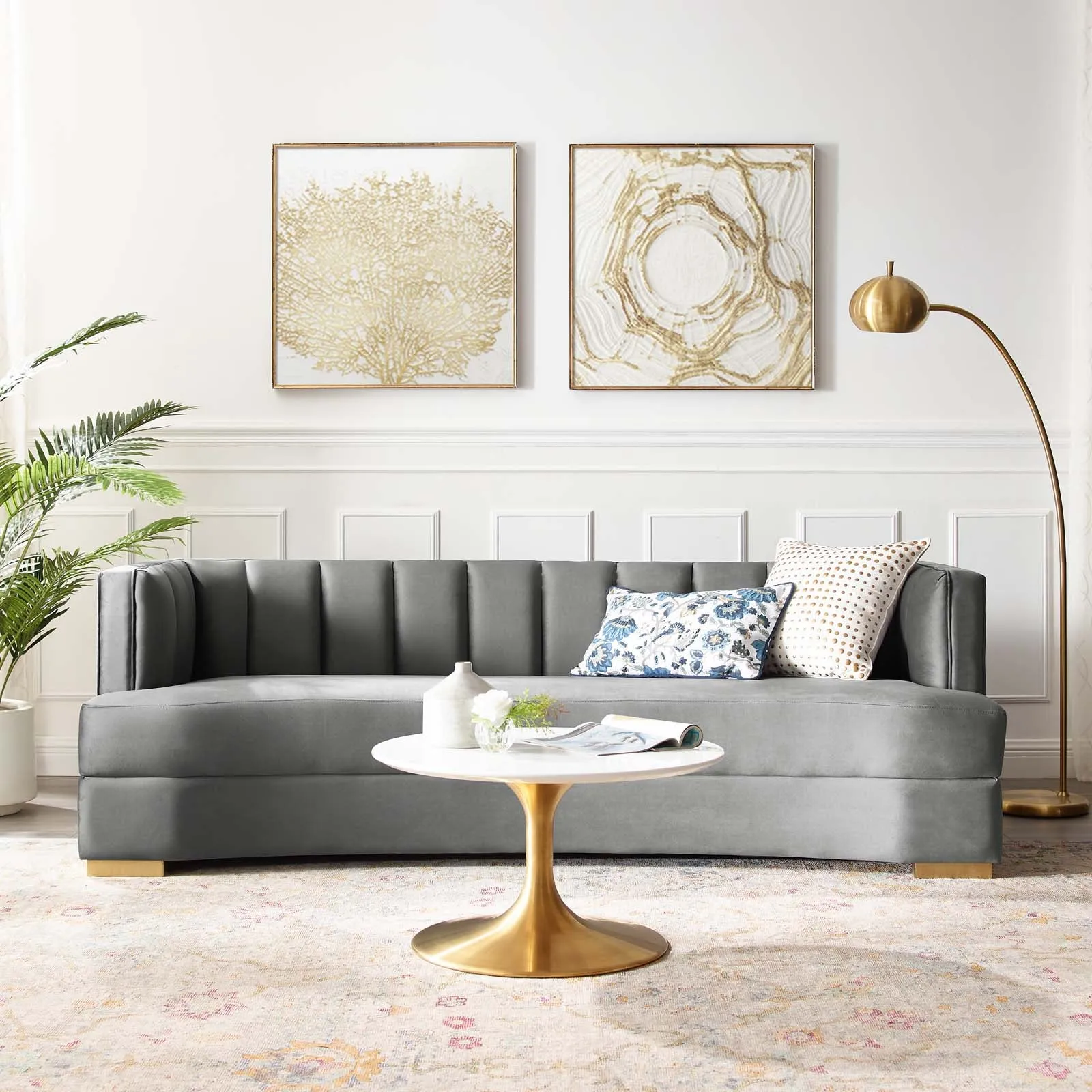 Encompass Channel Tufted Performance Velvet Curved Sofa by Modway
