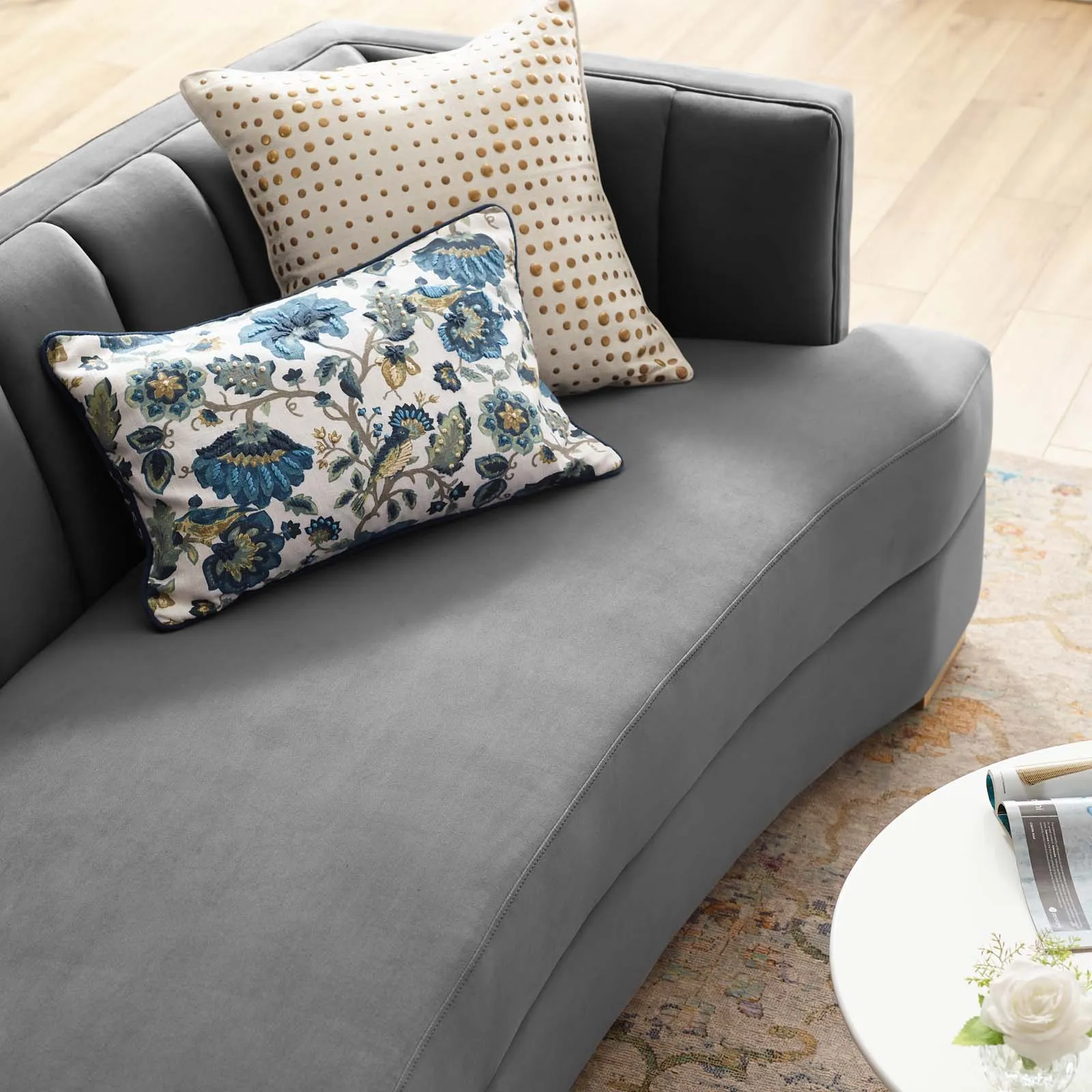 Encompass Channel Tufted Performance Velvet Curved Sofa by Modway