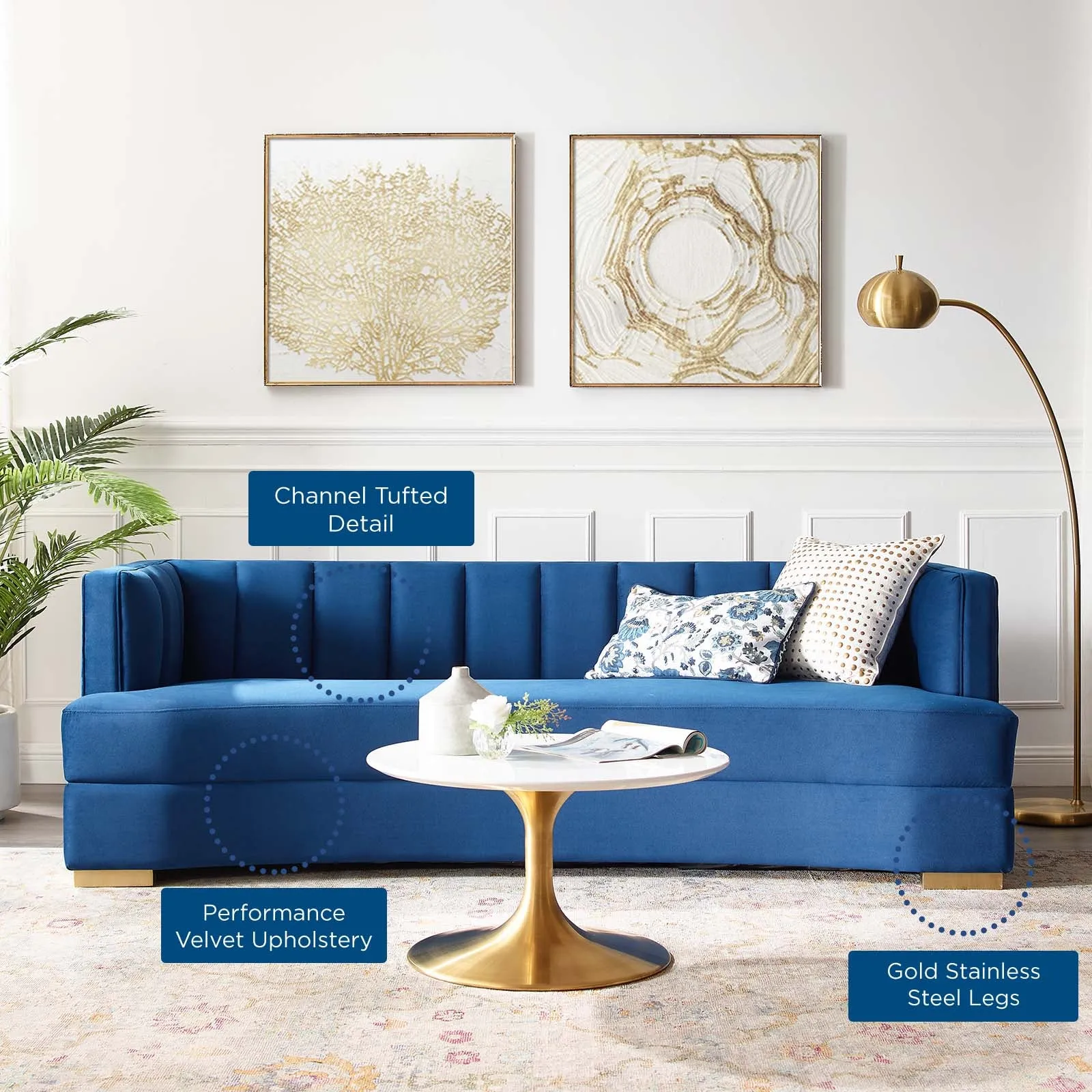 Encompass Channel Tufted Performance Velvet Curved Sofa by Modway