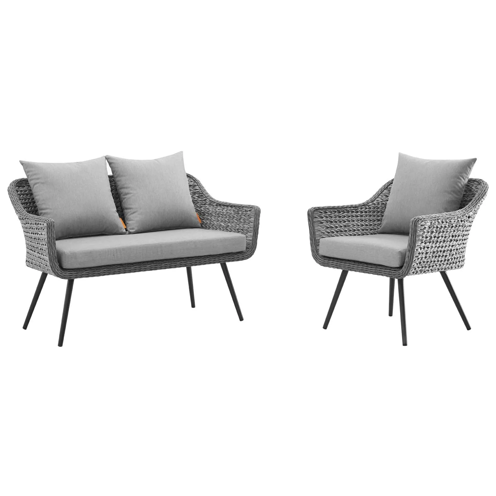 Endeavor 2 Piece Outdoor Patio Wicker Rattan Loveseat and Armchair Set by Modway