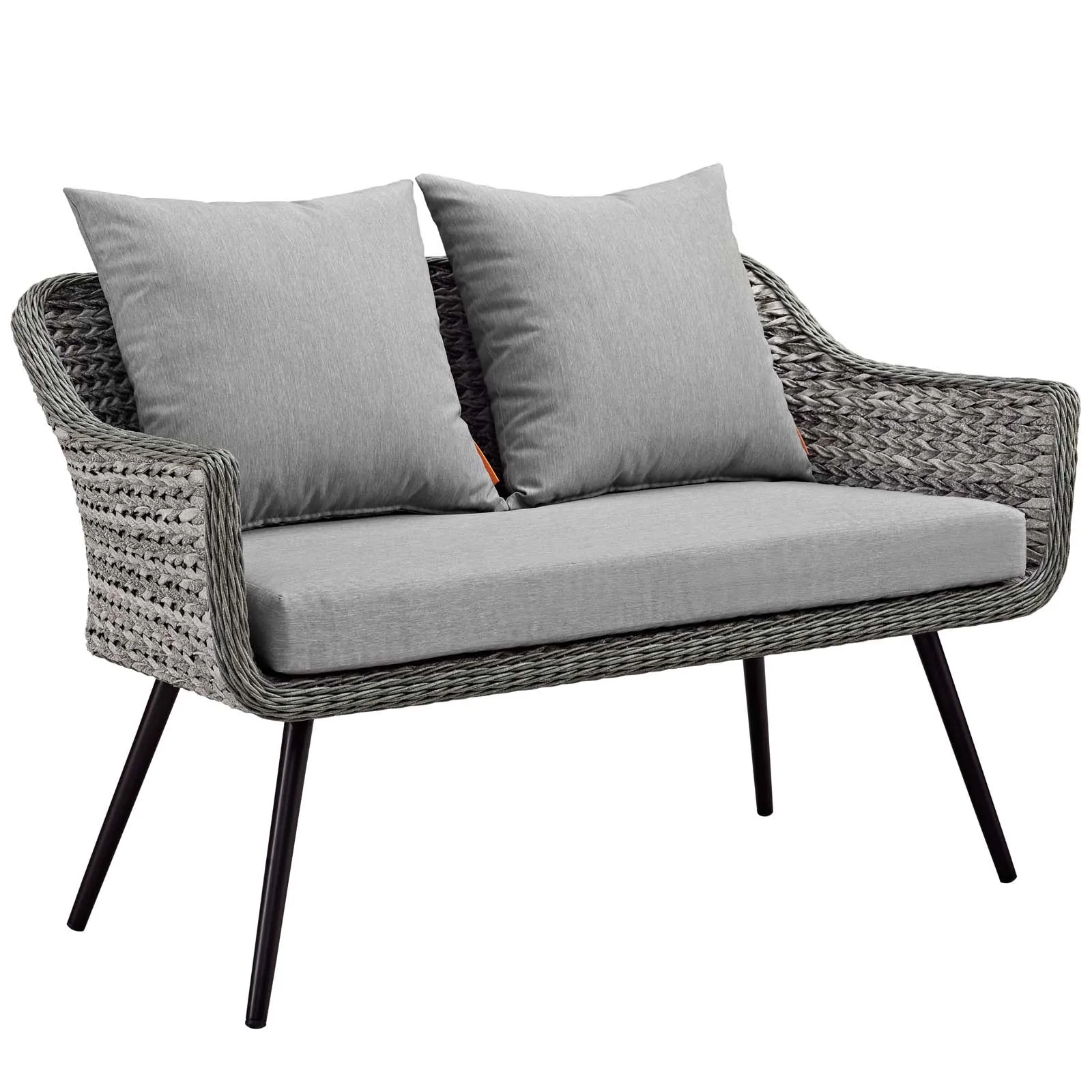 Endeavor 5 Piece Outdoor Patio Wicker Rattan Loveseat Armchair Coffee   Side Table Set by Modway