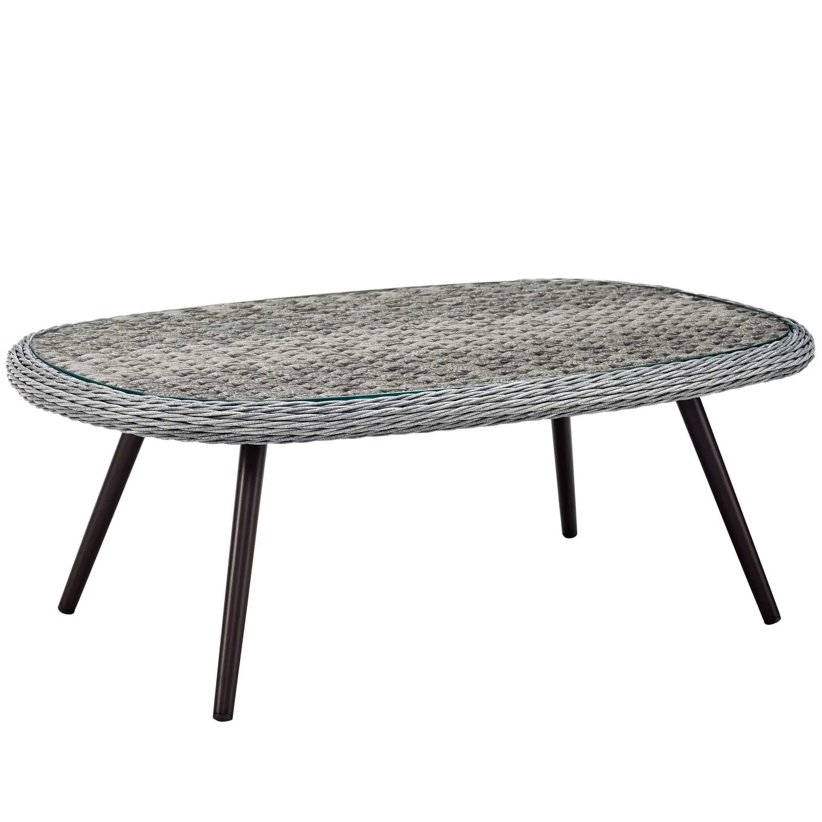 Endeavor 5 Piece Outdoor Patio Wicker Rattan Loveseat Armchair Coffee   Side Table Set by Modway