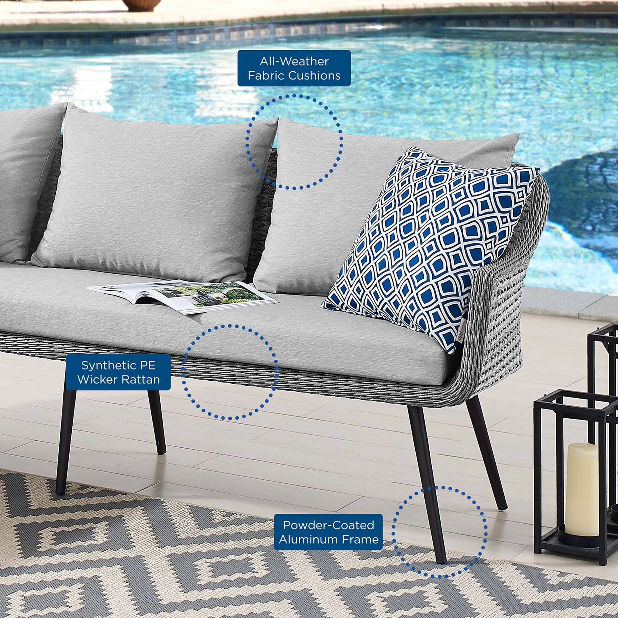 Endeavor Outdoor Patio Wicker Rattan Wicker Rattan Seating Set by Modway