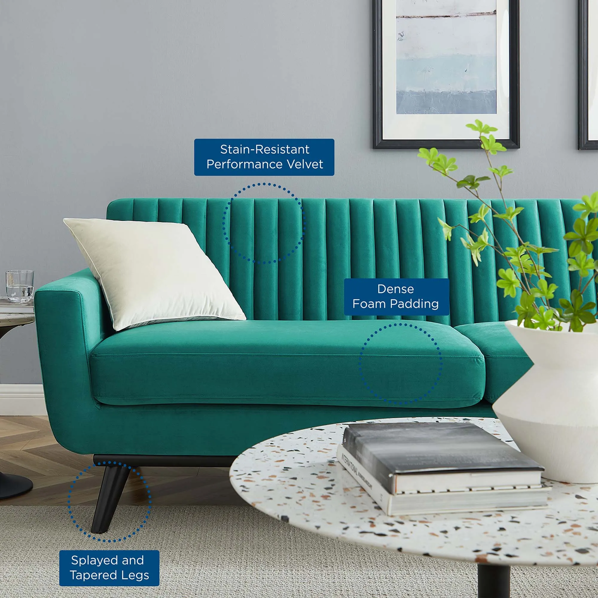 Engage Channel Tufted Performance Velvet Sofa by Modway