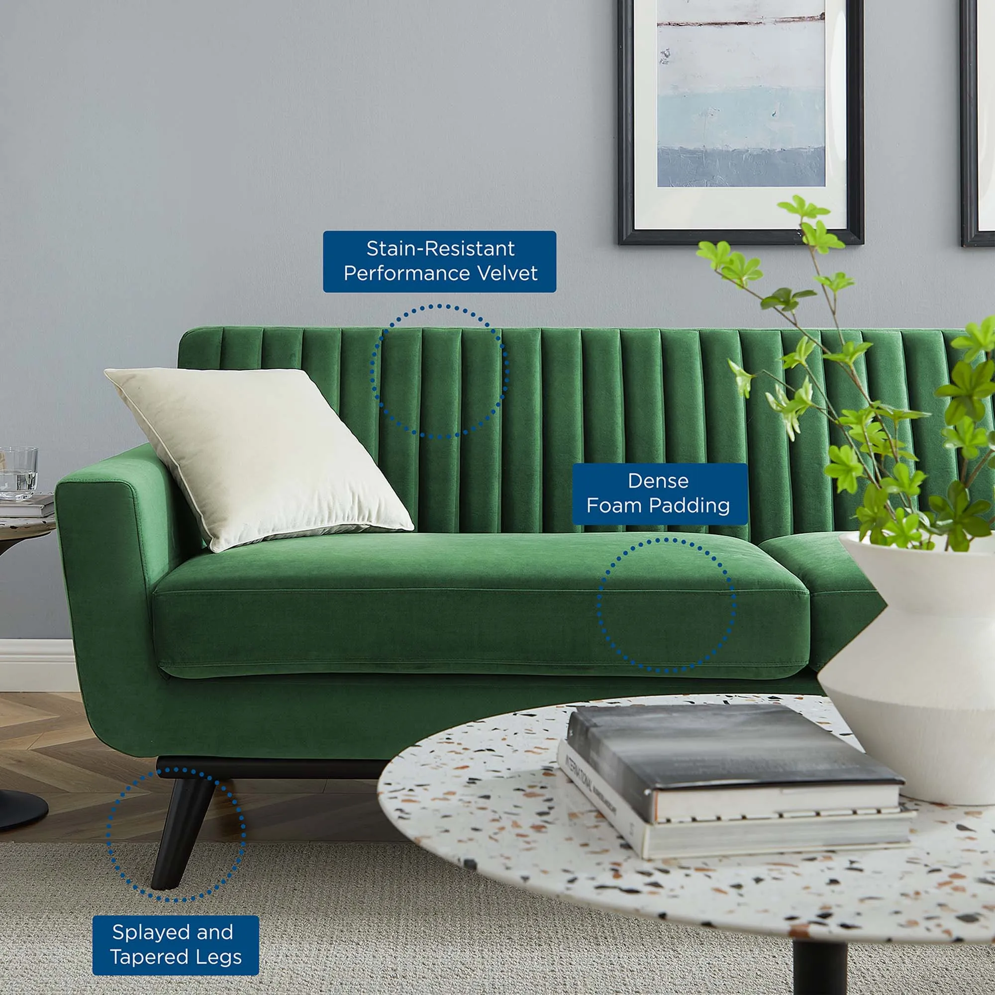 Engage Channel Tufted Performance Velvet Sofa by Modway